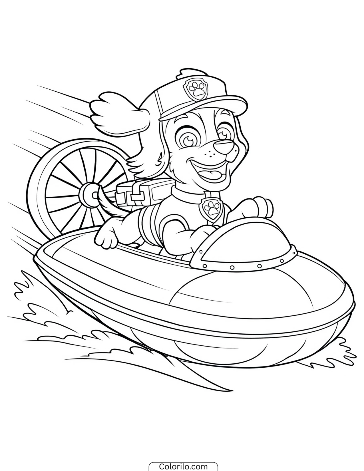 Zuma racing his hovercraft coloring page