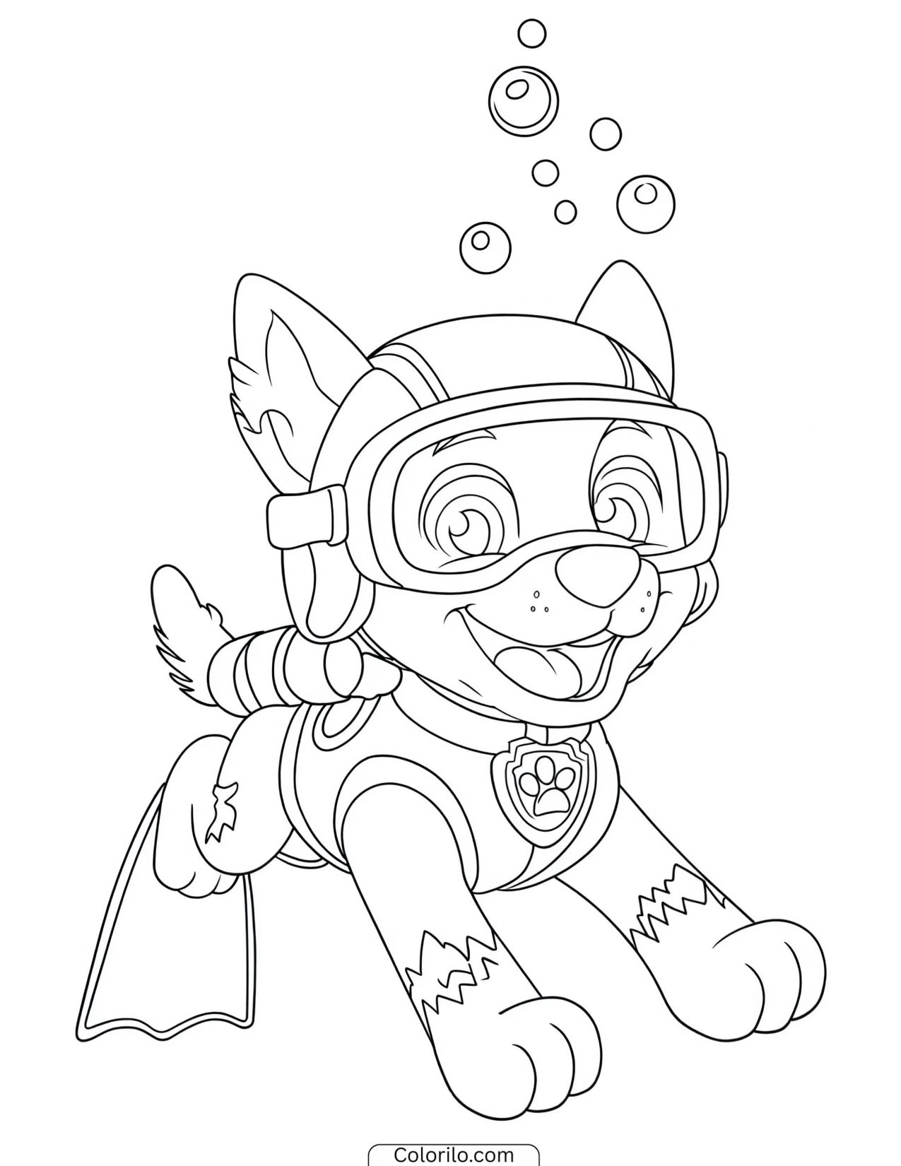 Zuma on an underwater rescue coloring page