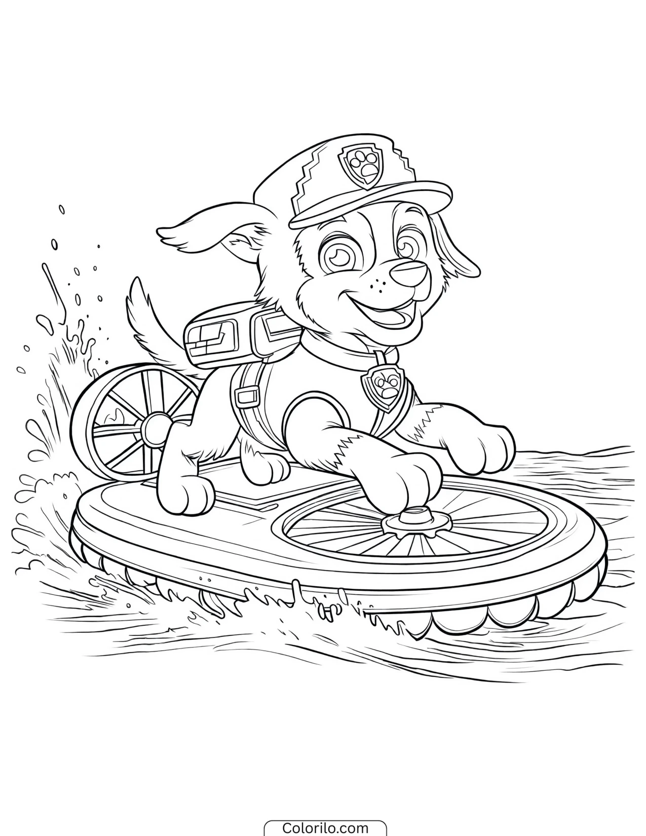 Zuma ready for a water rescue coloring page