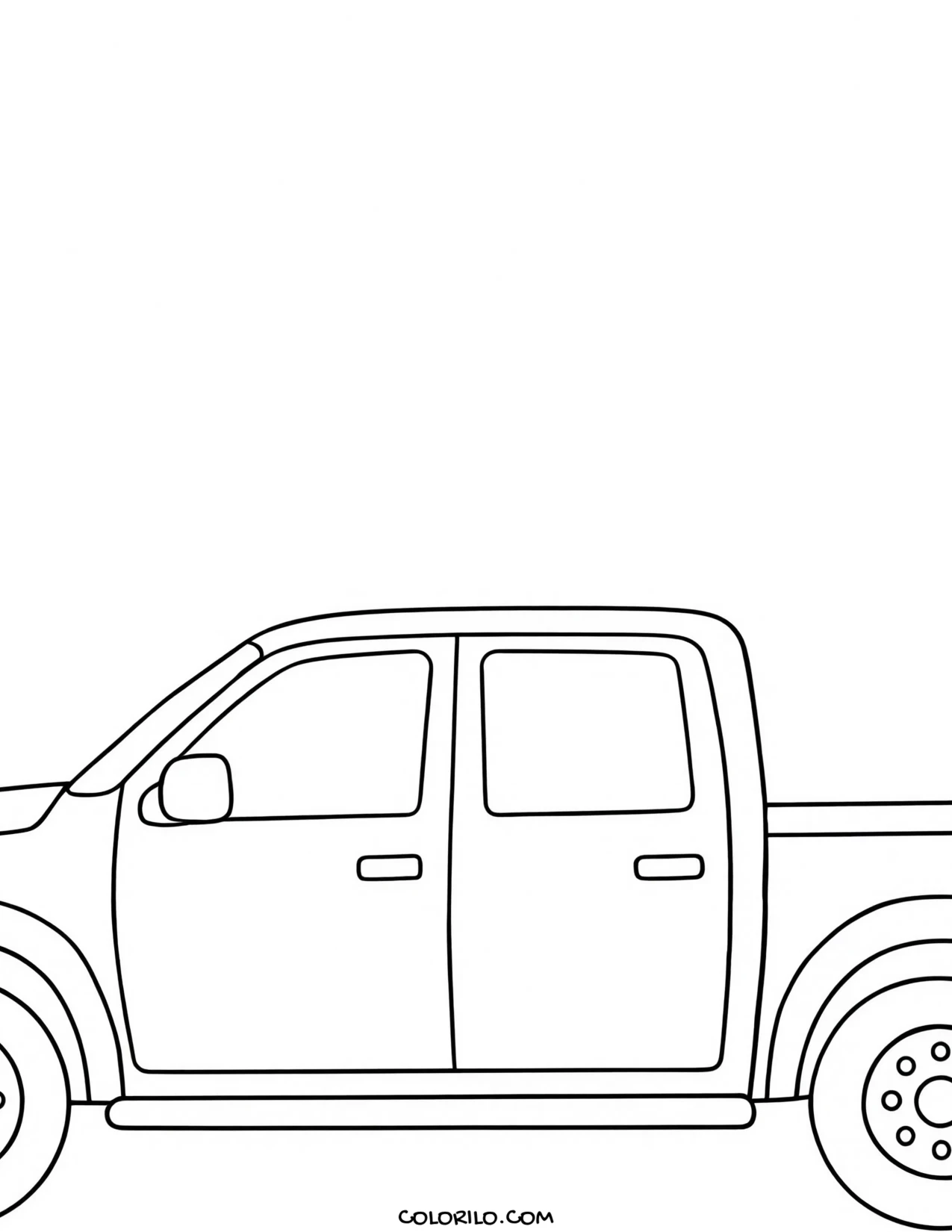 A pickup truck in side view coloring page