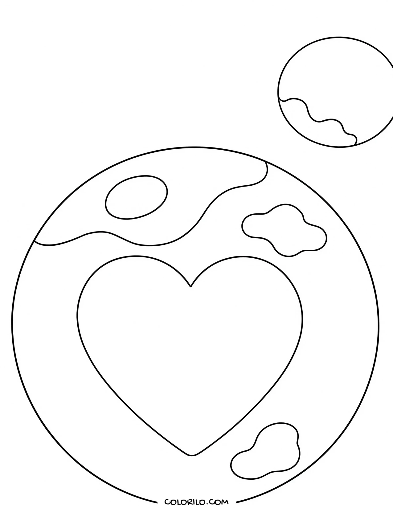 Pluto with its heart-shaped feature coloring page