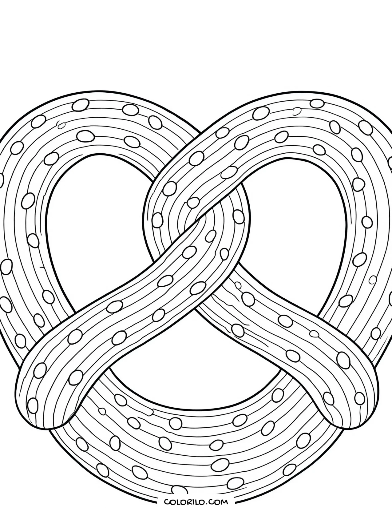A twisted pretzel with textured pattern coloring page