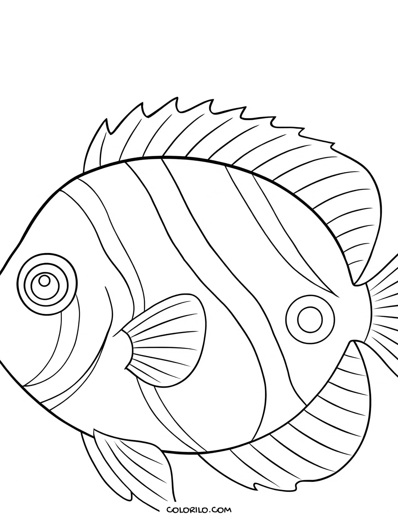 A raccoon butterflyfish with its eye spot coloring page