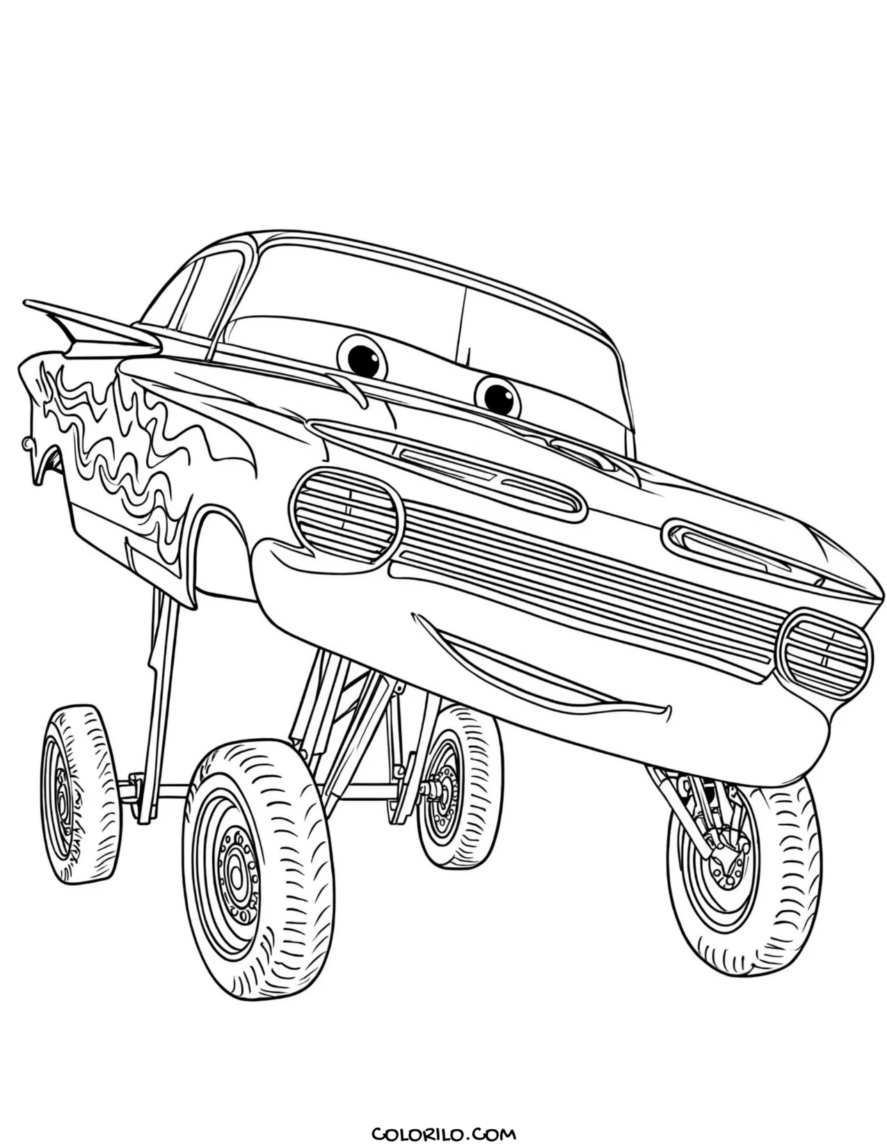 Ramone pulling a wheelie coloring page