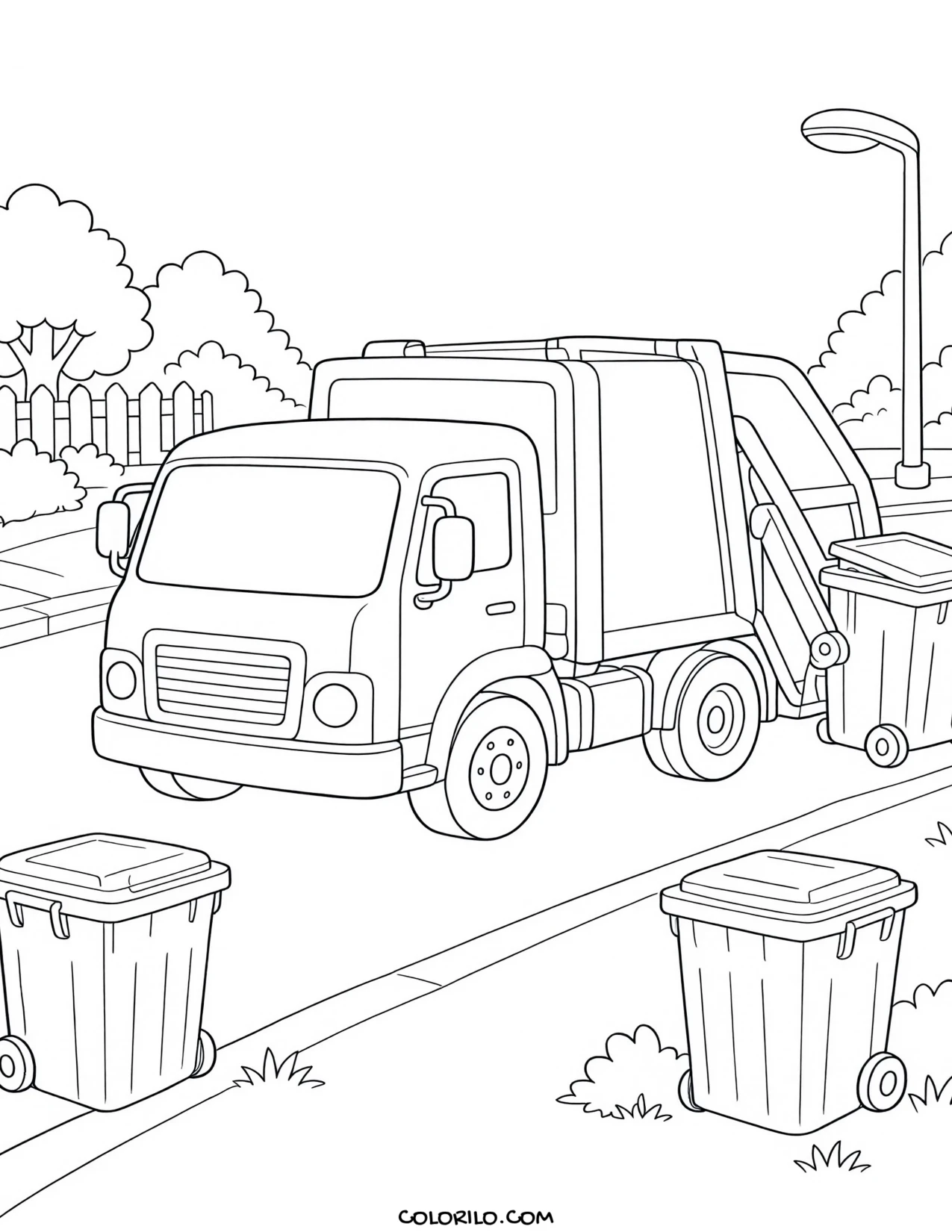 A road roller in side view coloring page