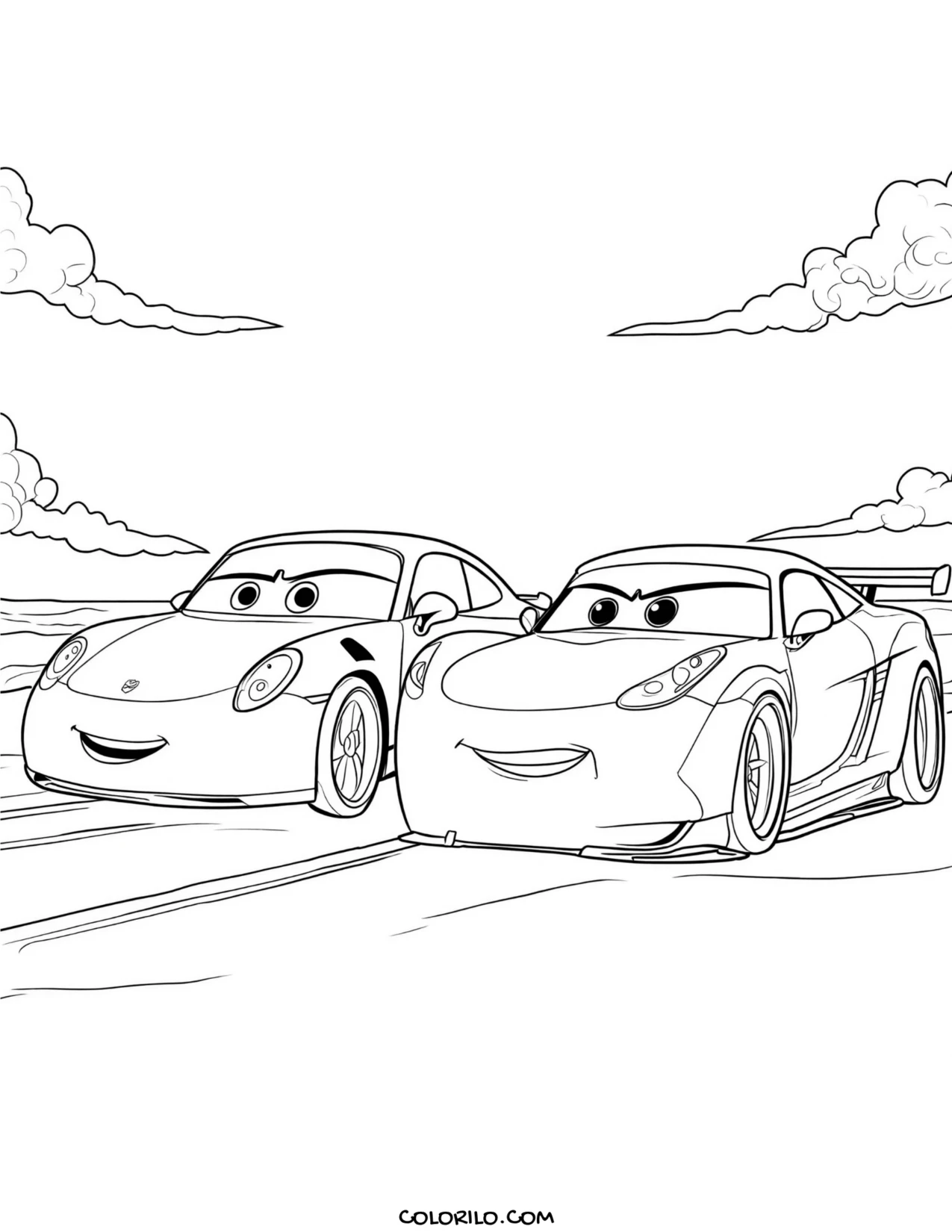 Sally Carrera with Cruz Ramirez coloring page