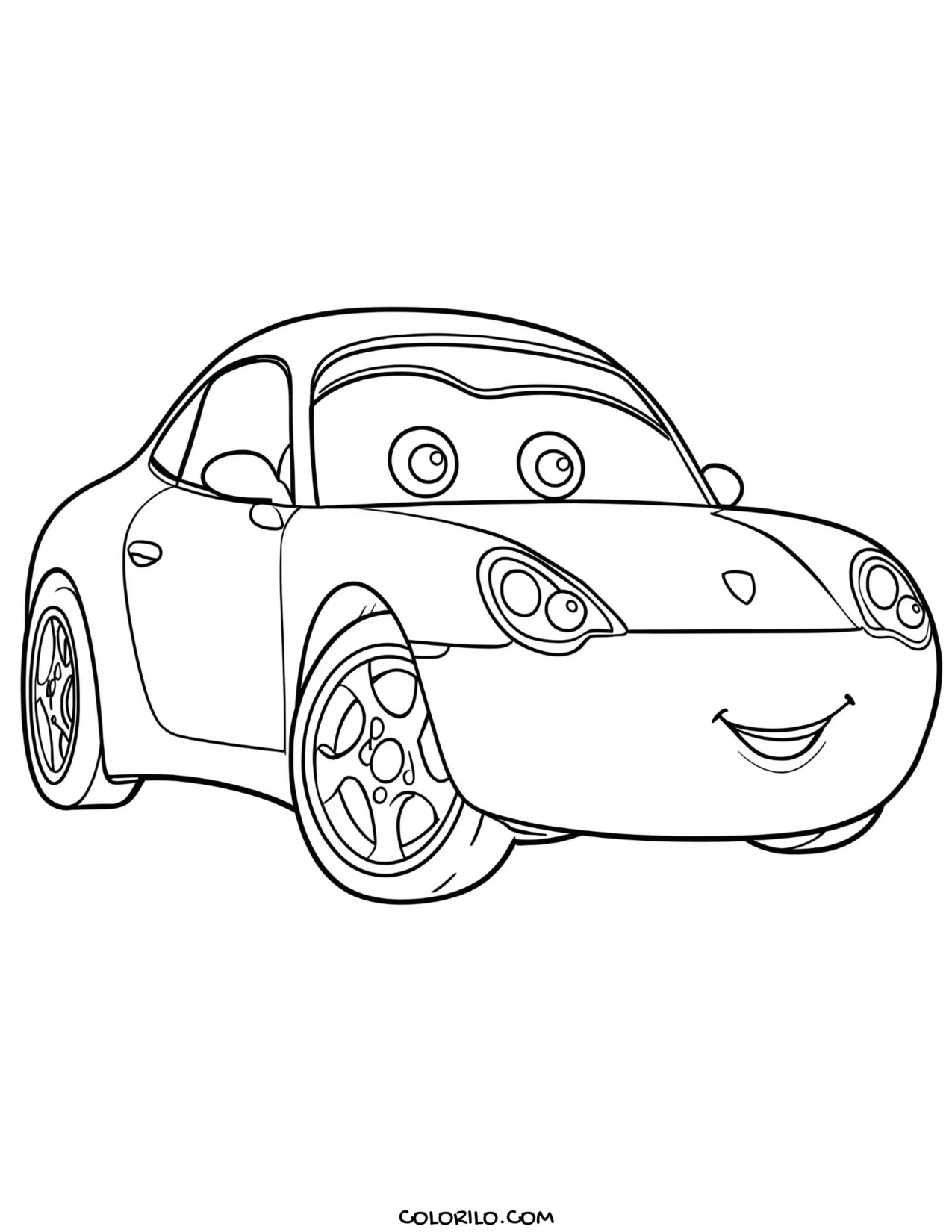 Sally Carrera the Porsche smiling coloring page