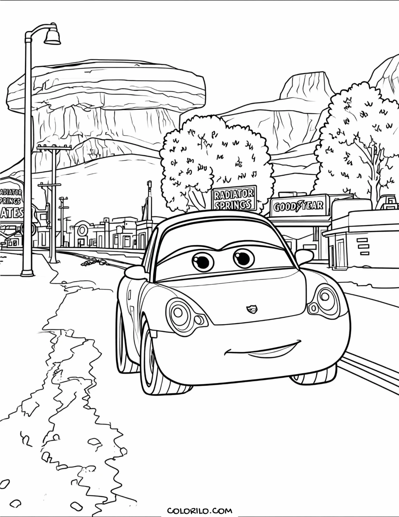 Sally Carrera at Radiator Springs coloring page