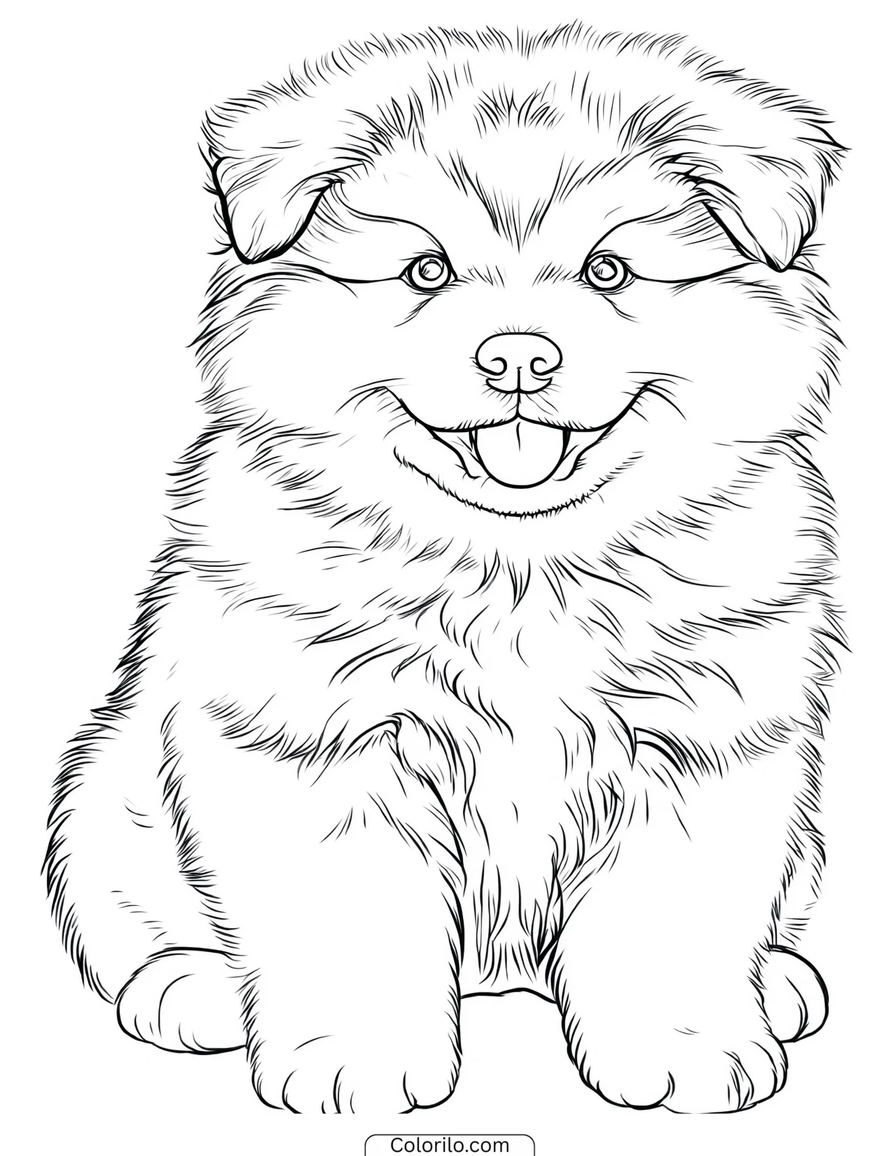 A fluffy Samoyed puppy coloring page