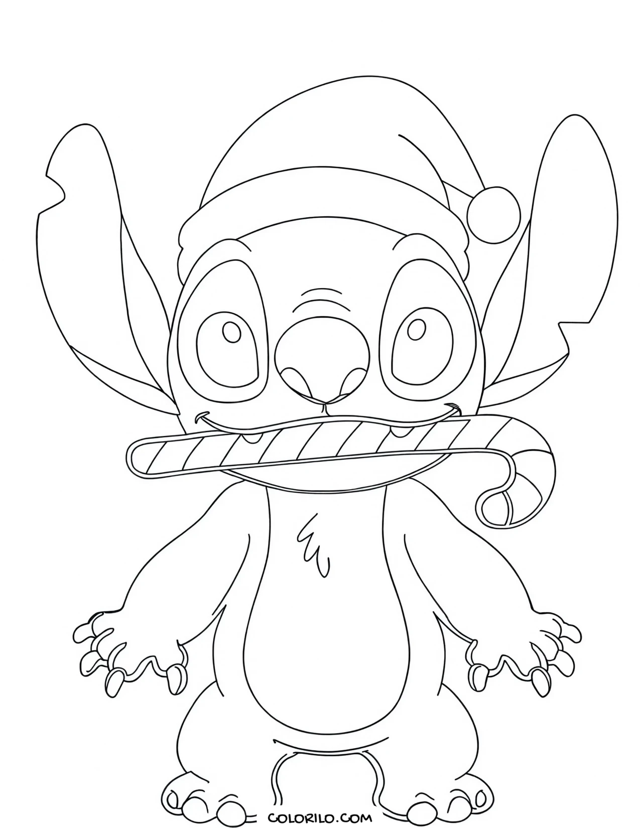 Stitch dressed as Santa coloring page