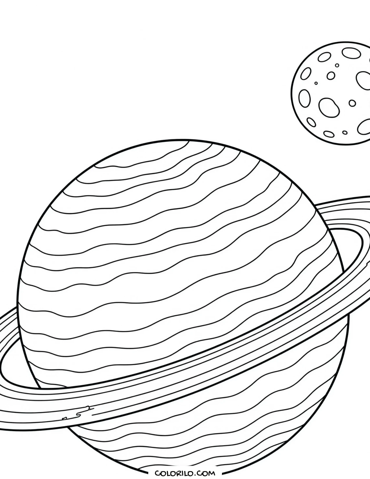 A close view of Saturn's rings coloring page