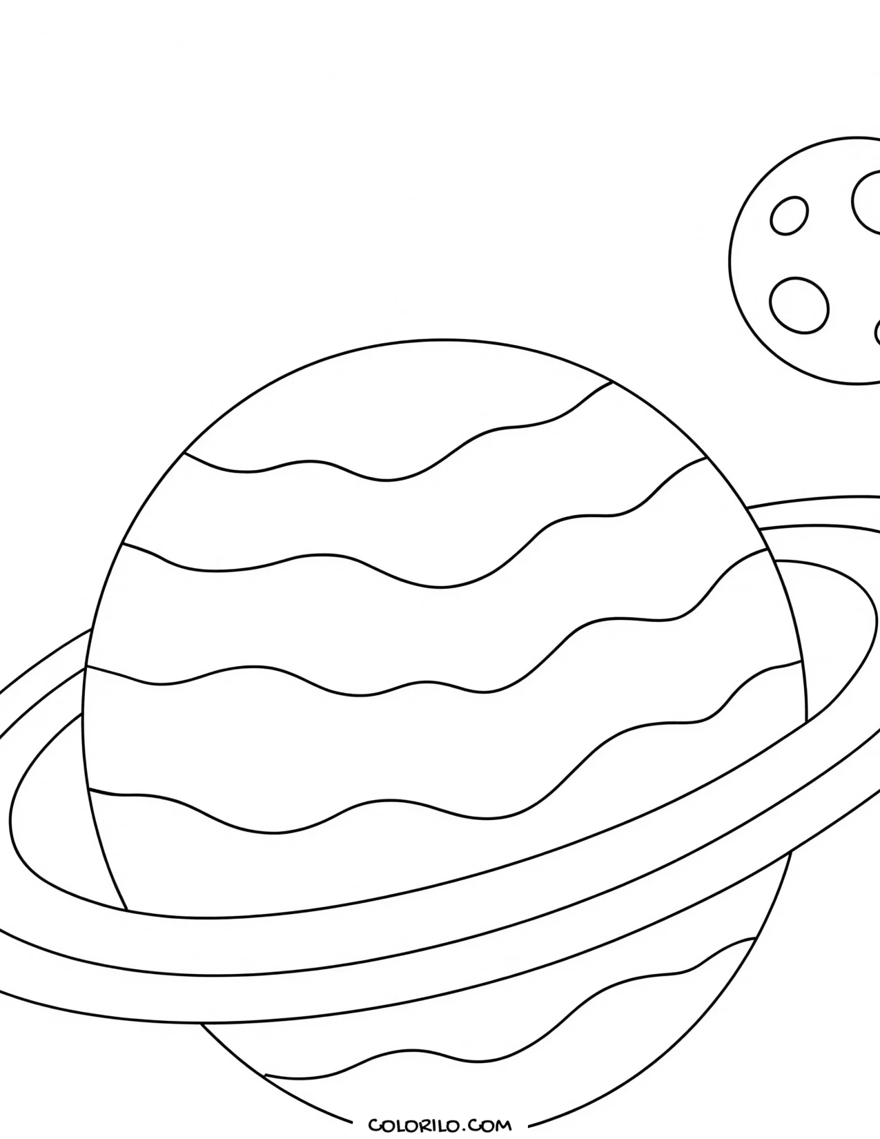 Saturn and its ring system coloring page
