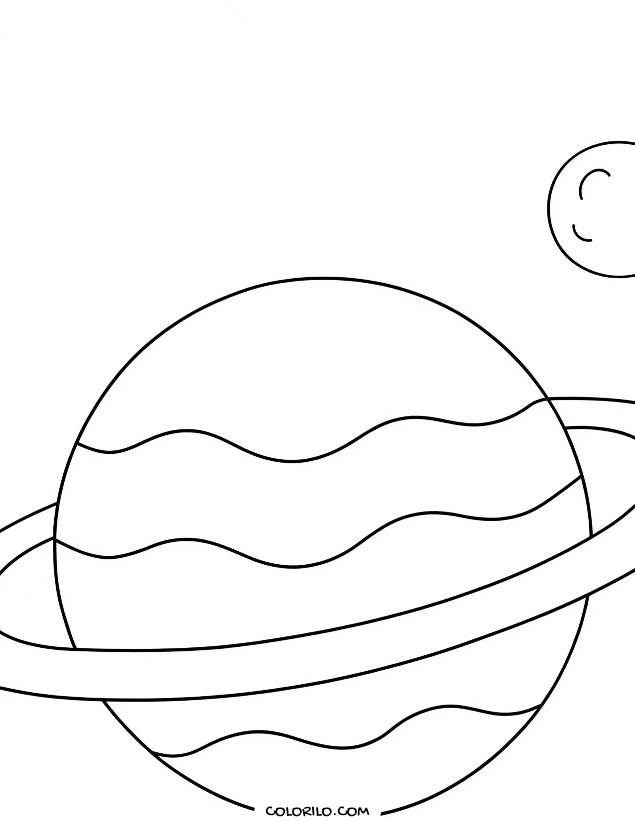 A simple drawing of Saturn and its rings coloring page