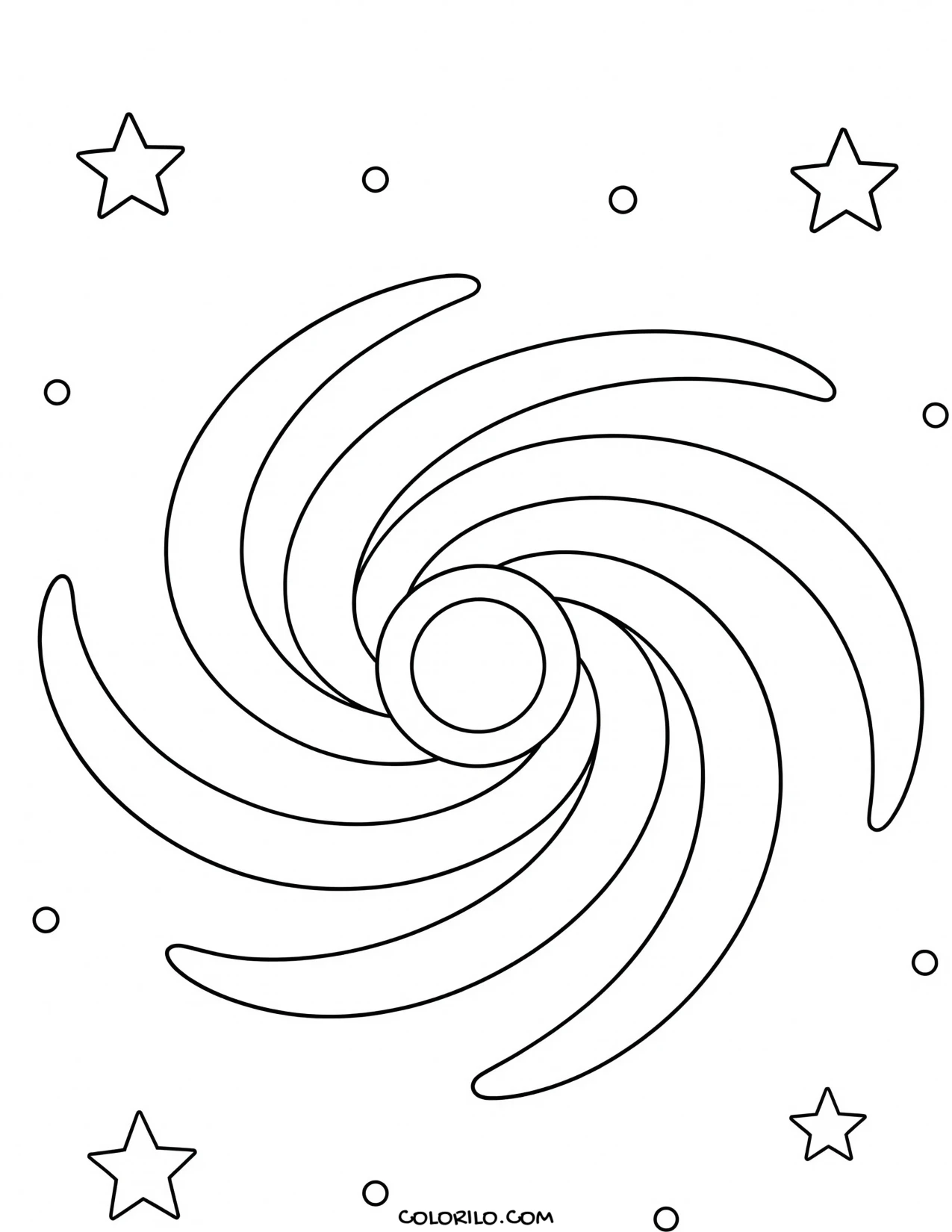 A simple spiral galaxy coloring page