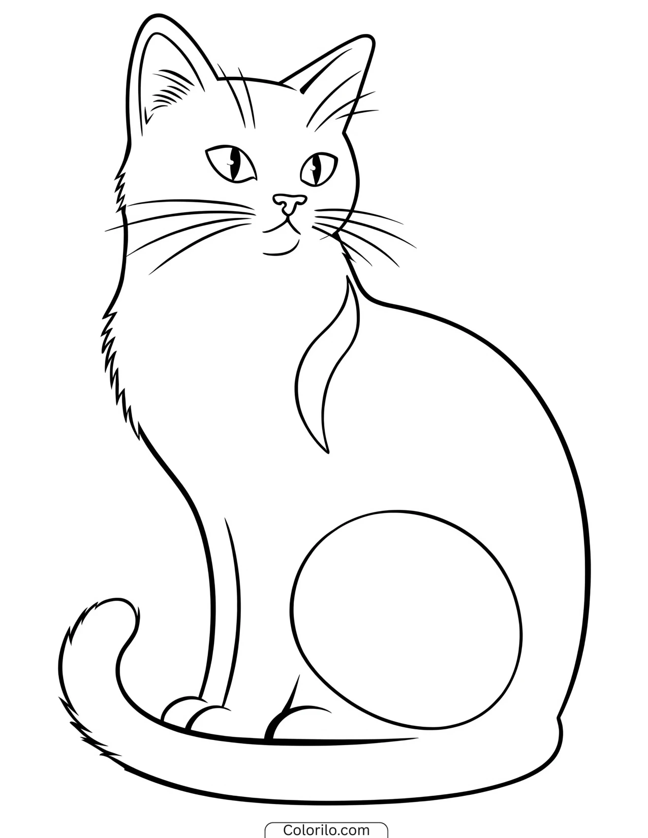 Cat sitting and glancing back over its shoulder coloring page