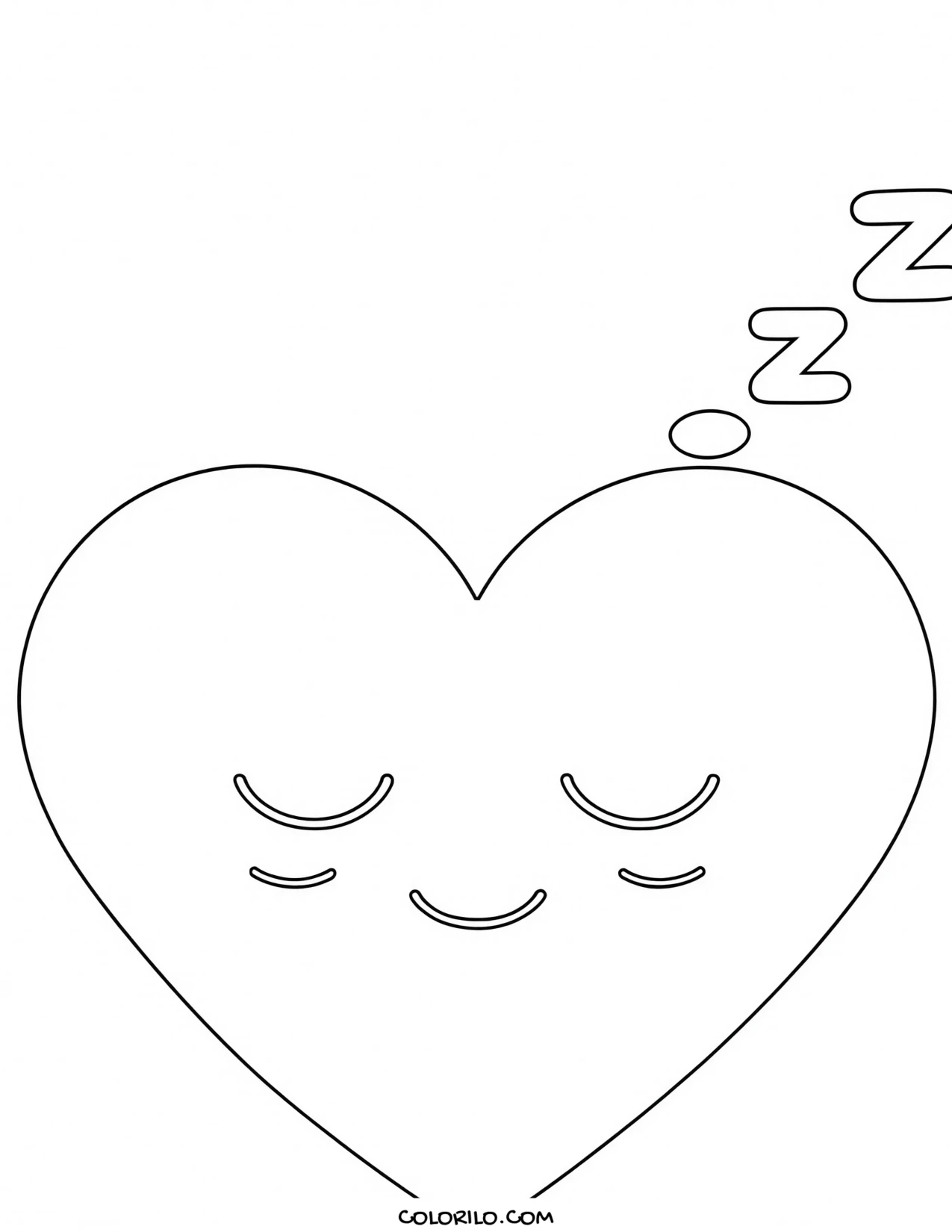 A heart fast asleep coloring page