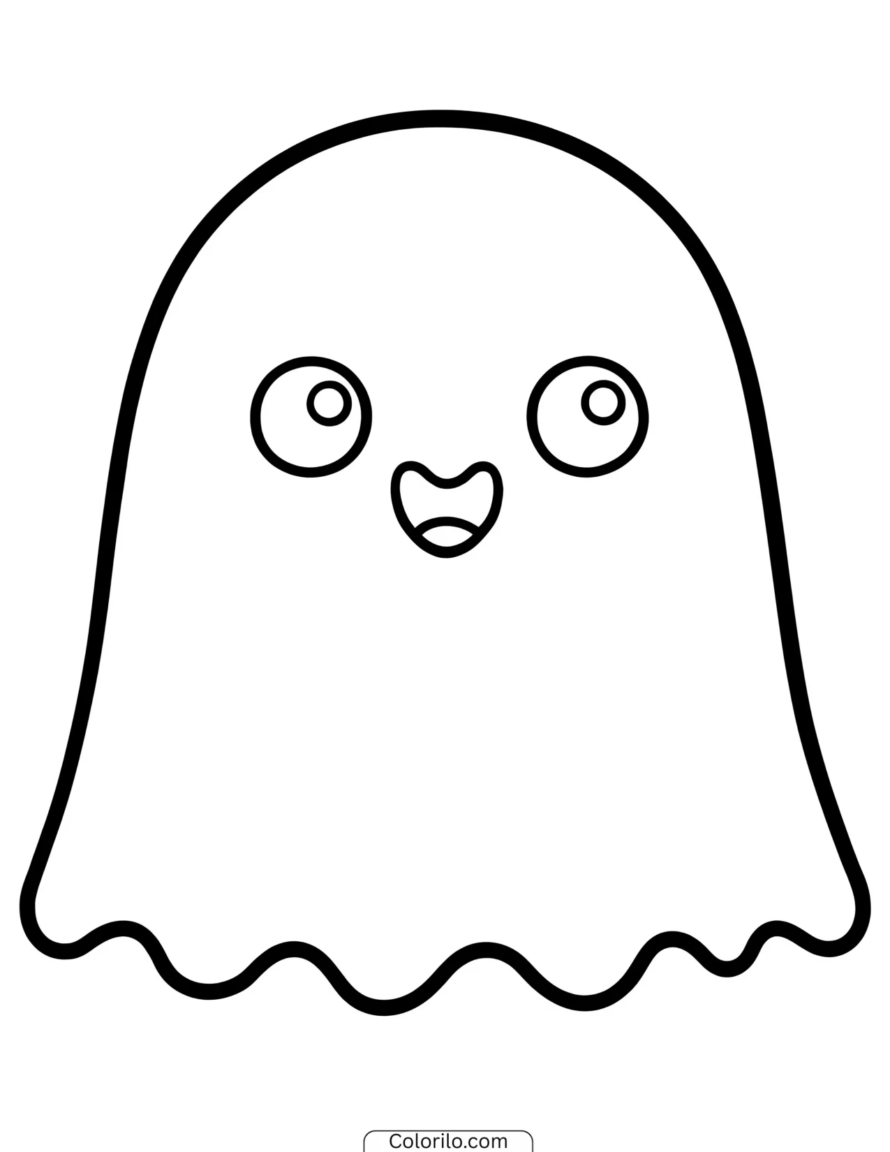 Cheerful cartoon ghost coloring page