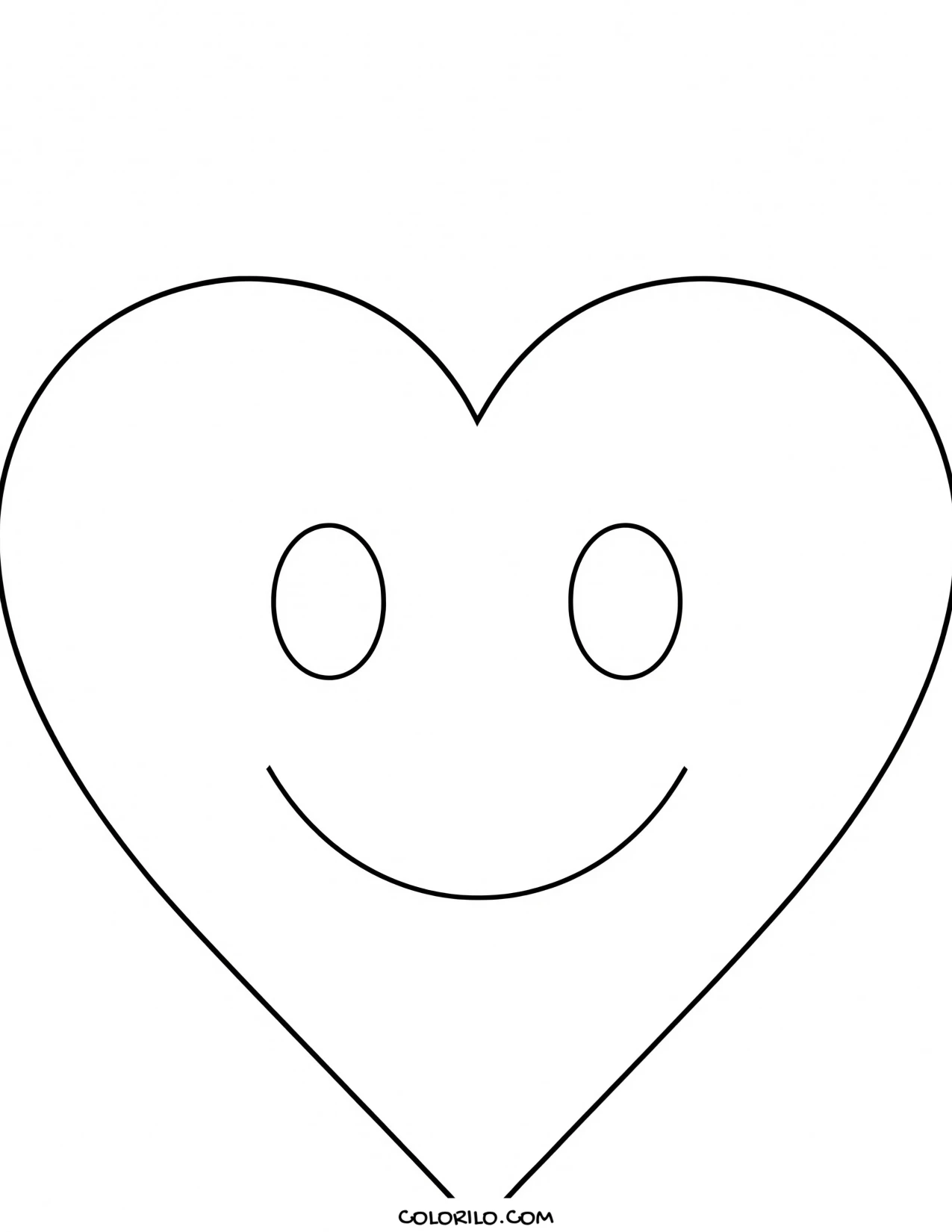 A heart with a smiling face coloring page