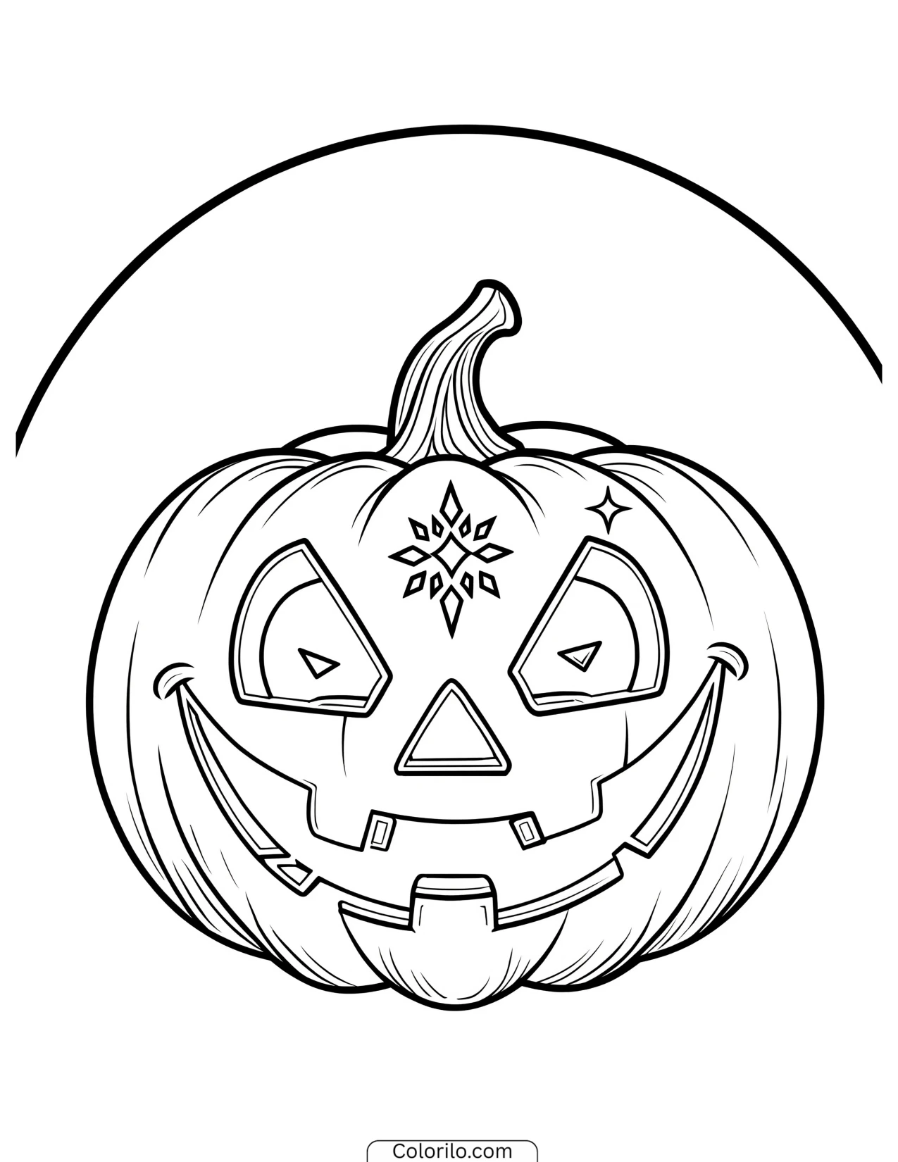Jack-o'-lantern with a wide smile coloring page