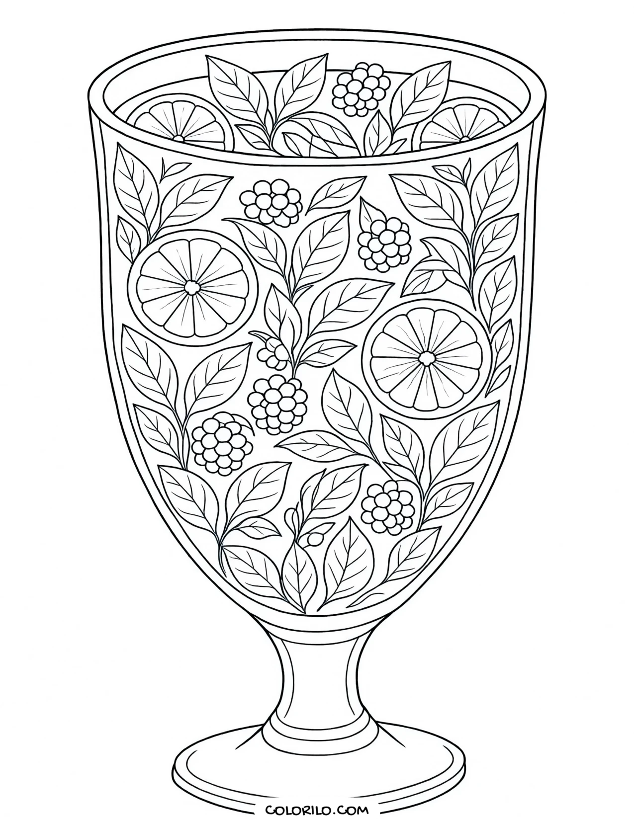 A smoothie glass with fruit pattern coloring page