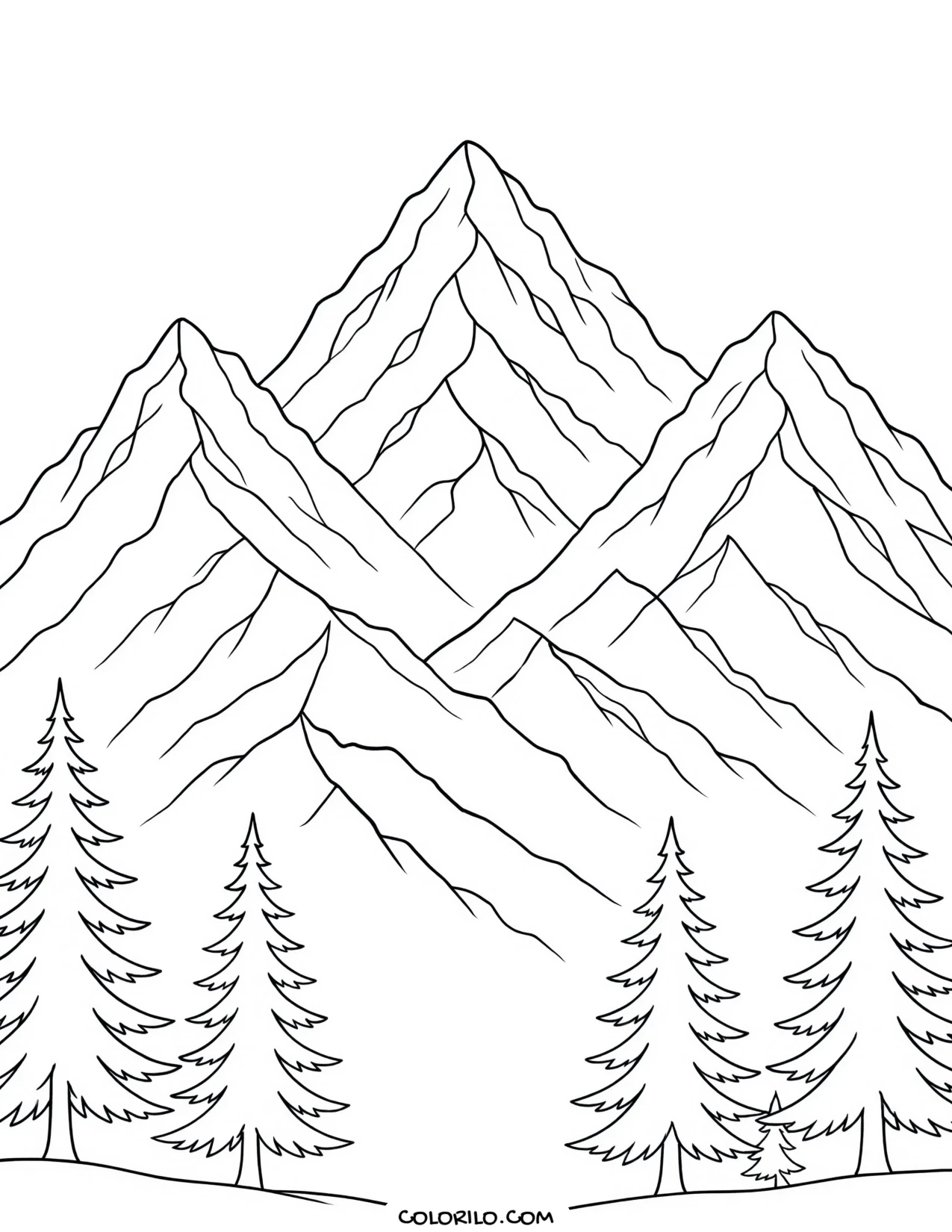 Snow-covered mountains coloring page
