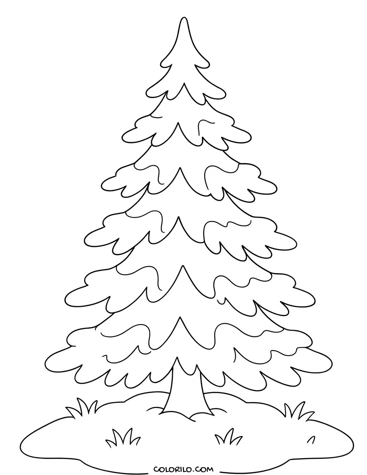 a pine tree under fresh snow coloring page