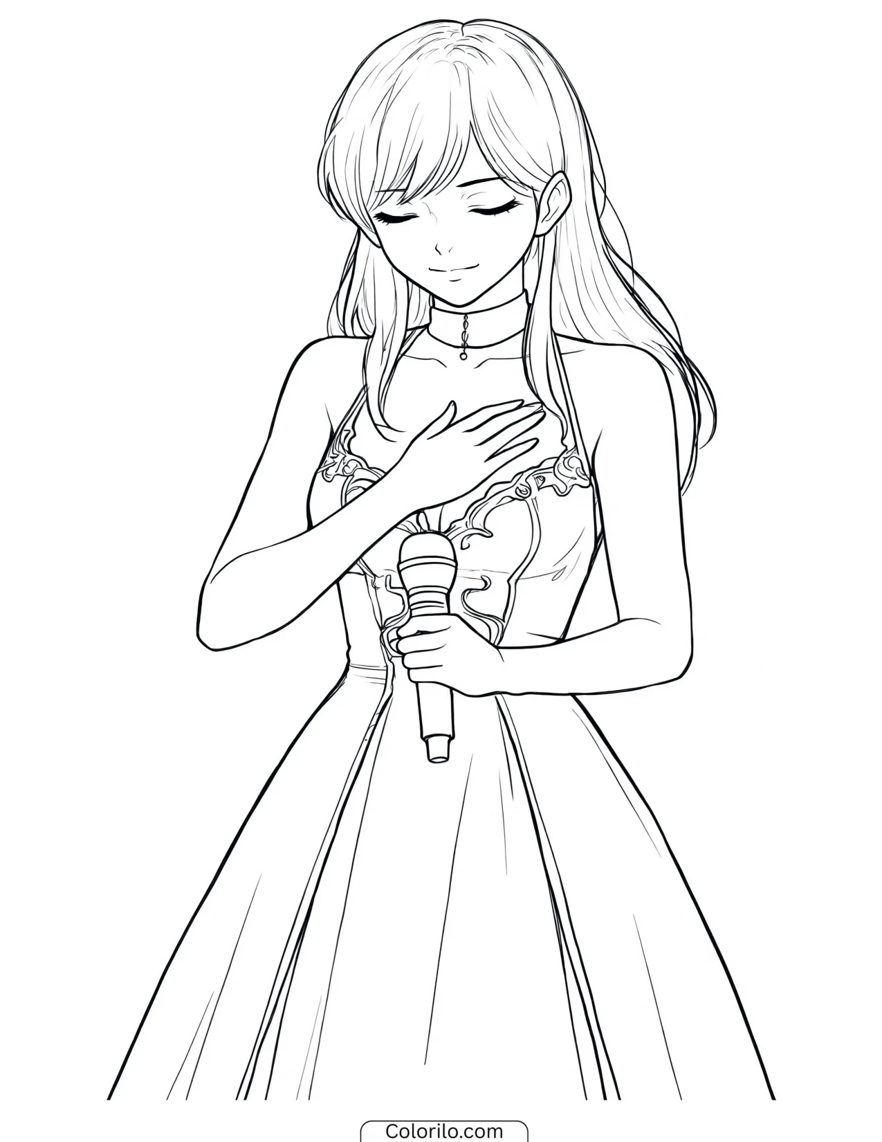 Sophia of KATSEYE bowing at the end of a performance coloring page