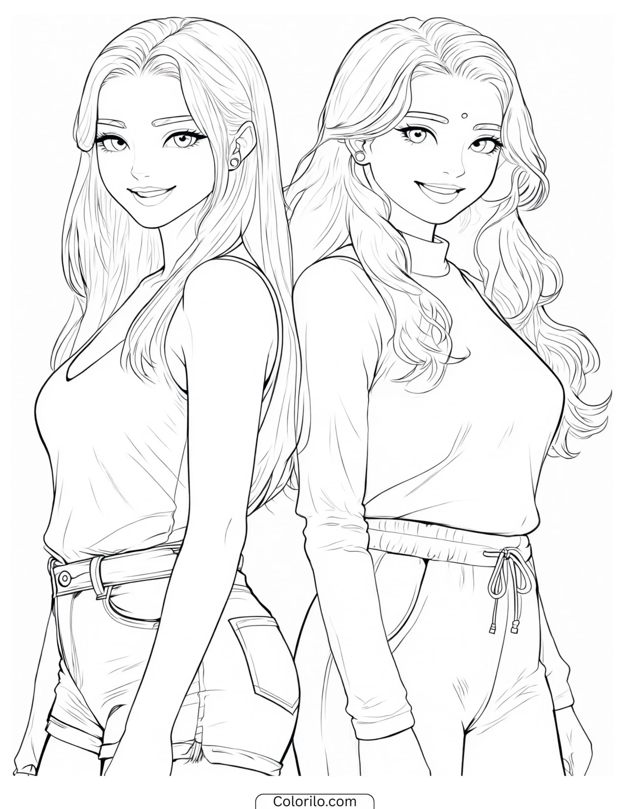 Sophia and Lara of KATSEYE together coloring page