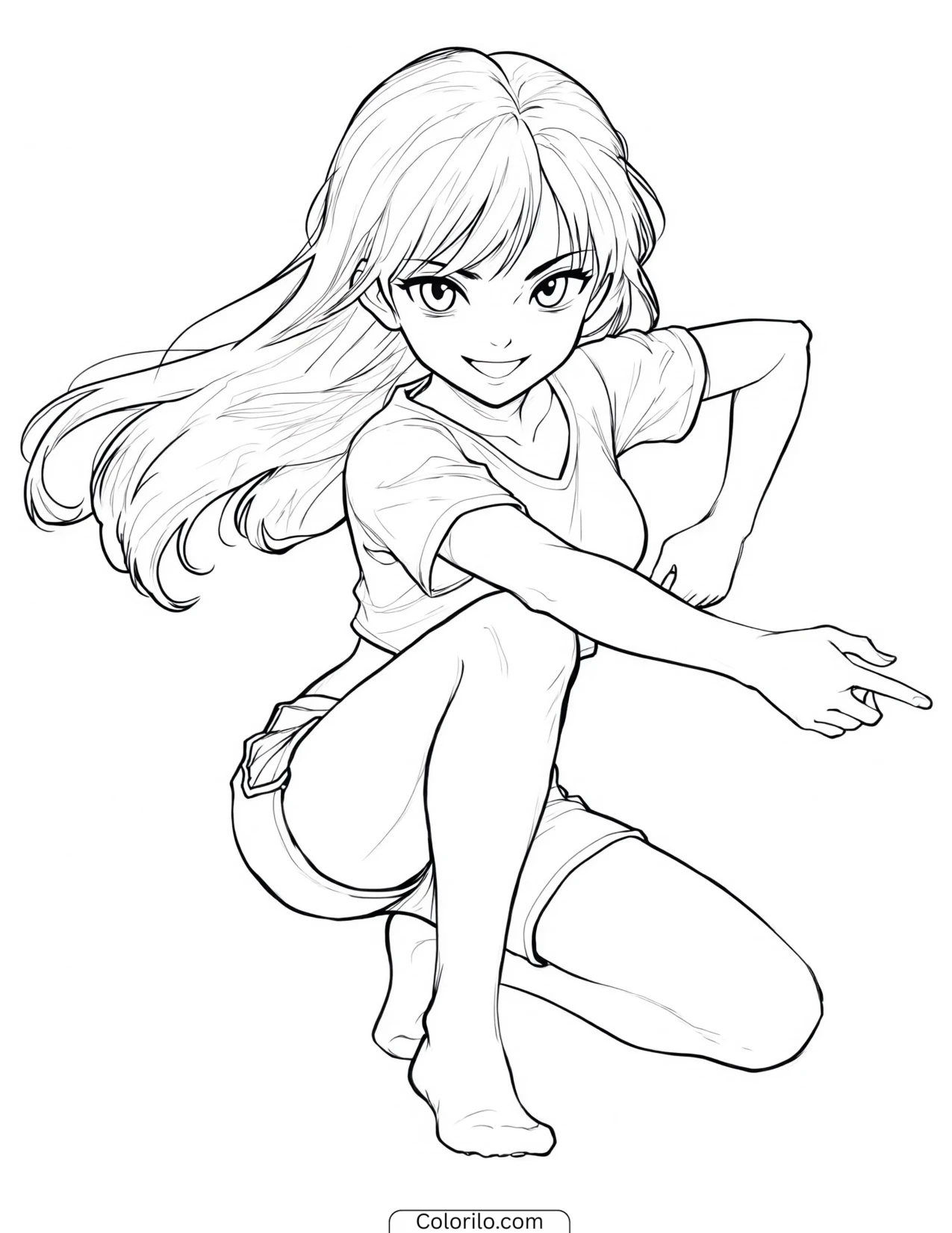 Sophia of KATSEYE in a low floor dance move coloring page