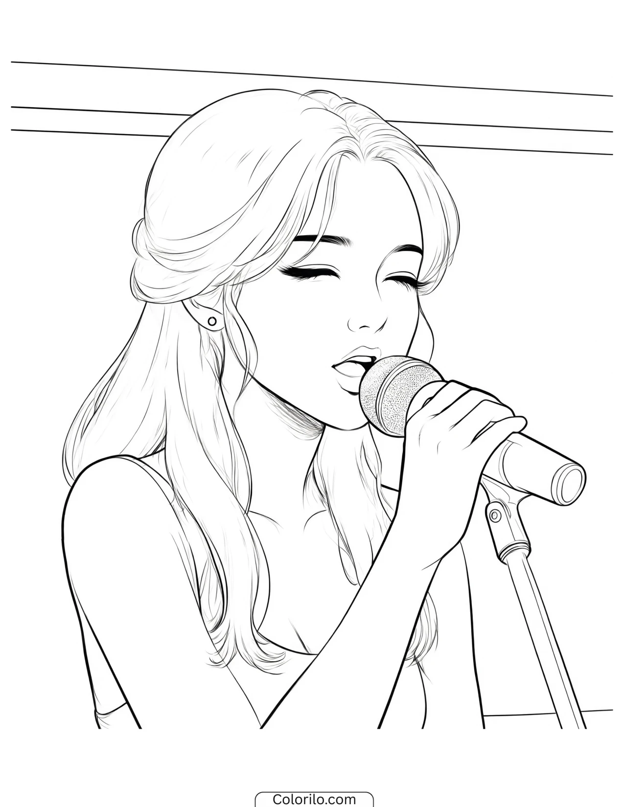 Sophia of KATSEYE singing coloring page