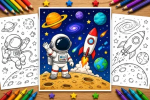 Space coloring pages