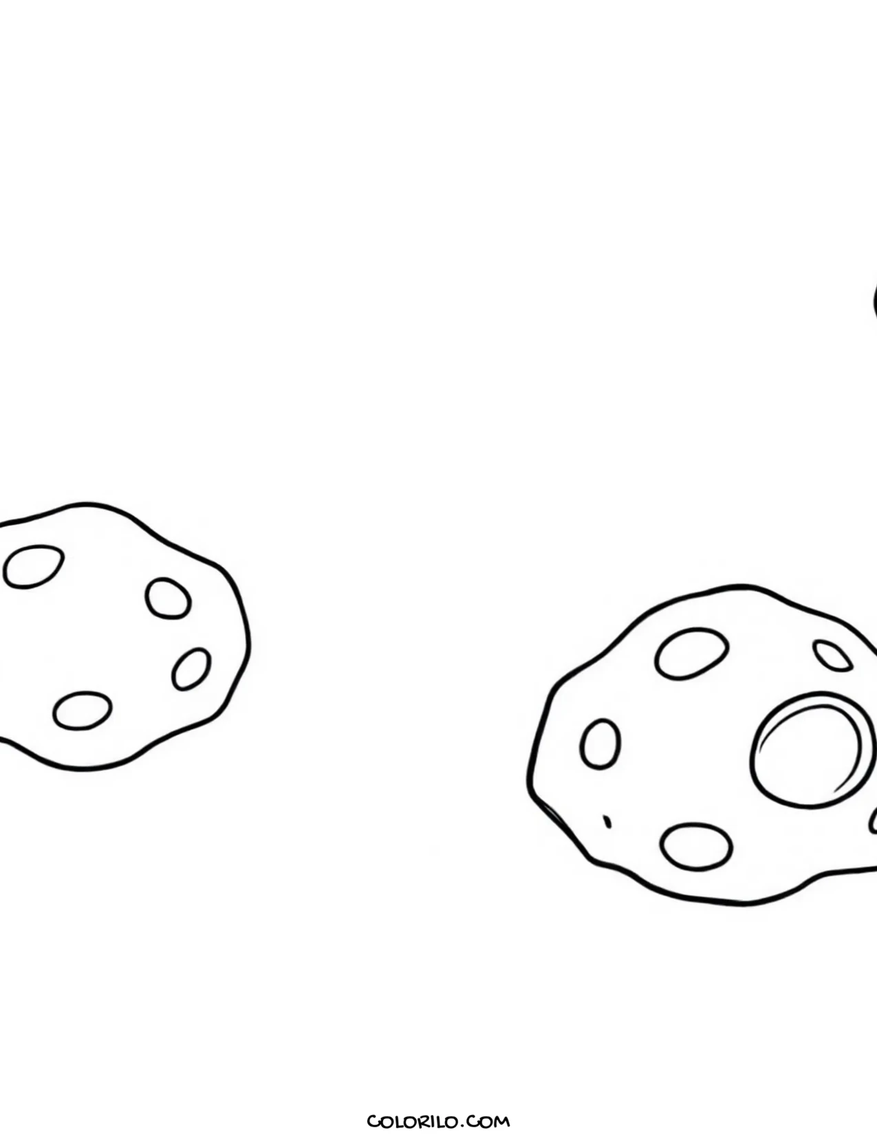 A spaceship flying through an asteroid field coloring page