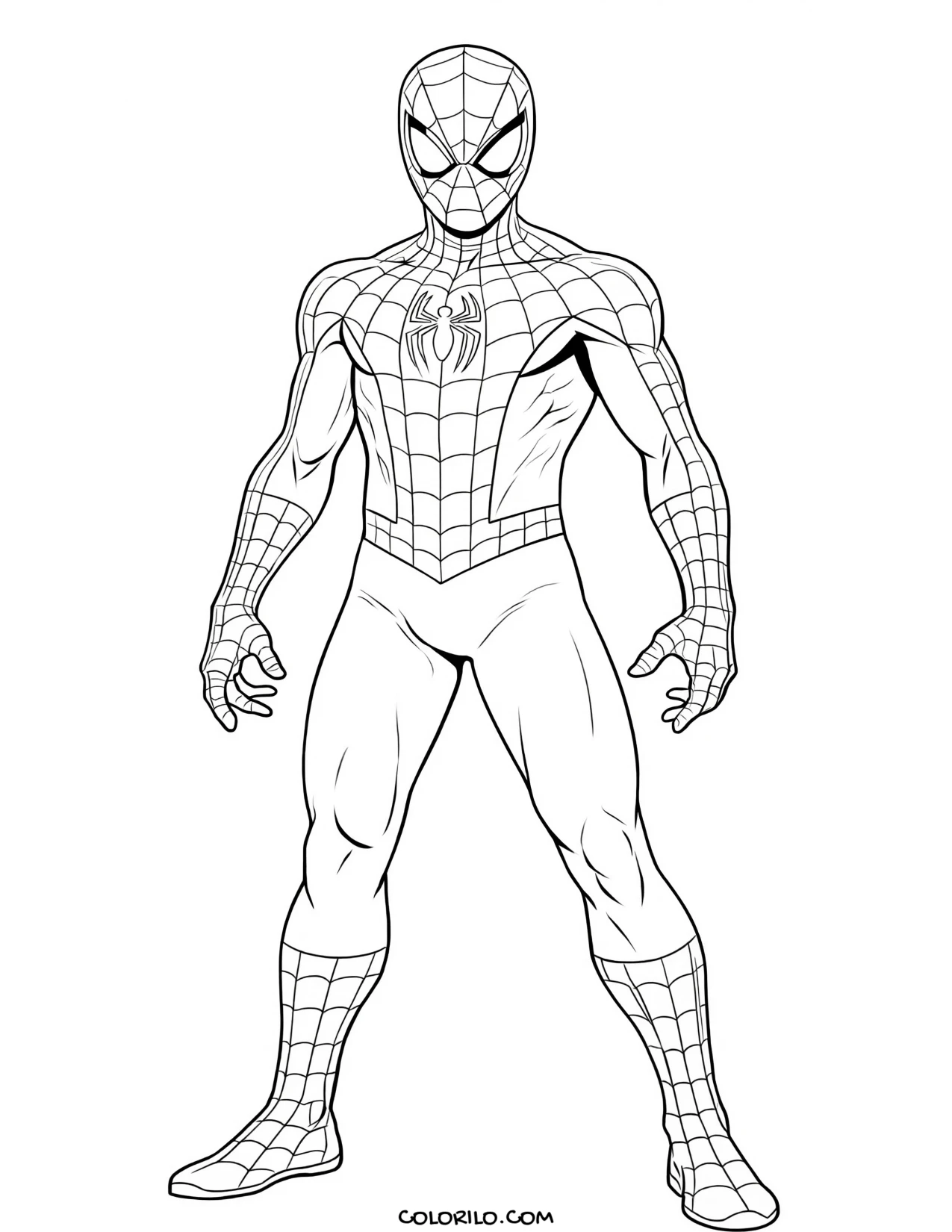 Spider-Man standing ready coloring page