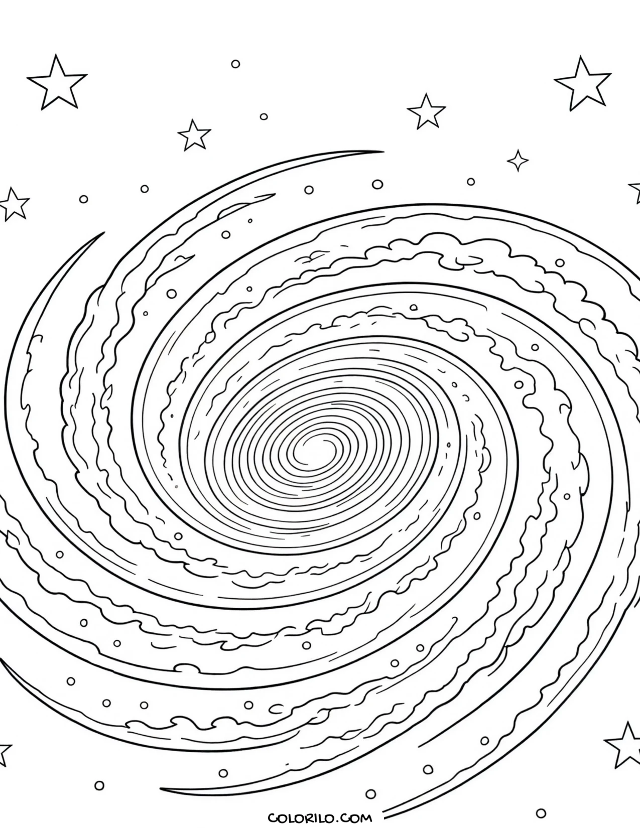 A spiral galaxy seen from above coloring page