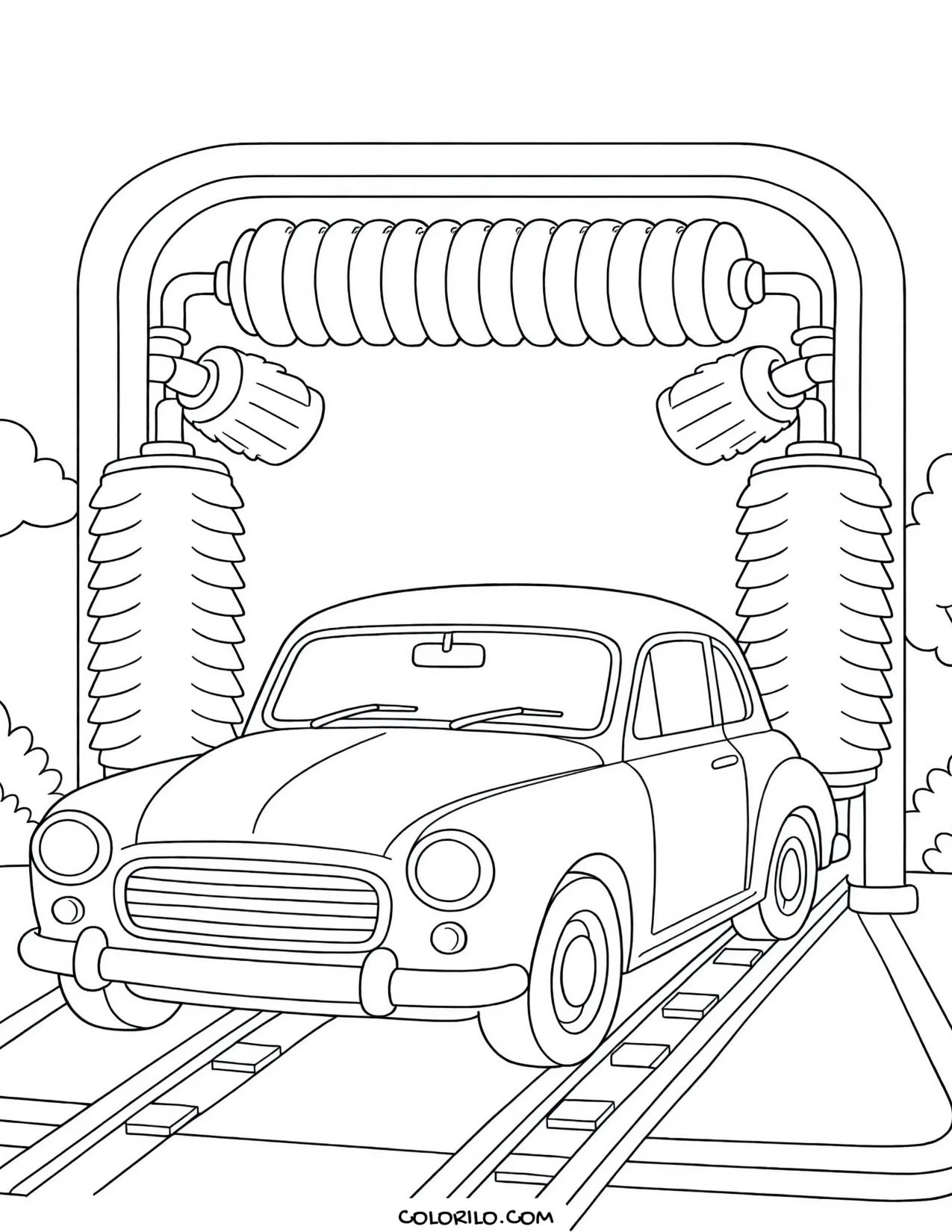 A sports car in side profile coloring page