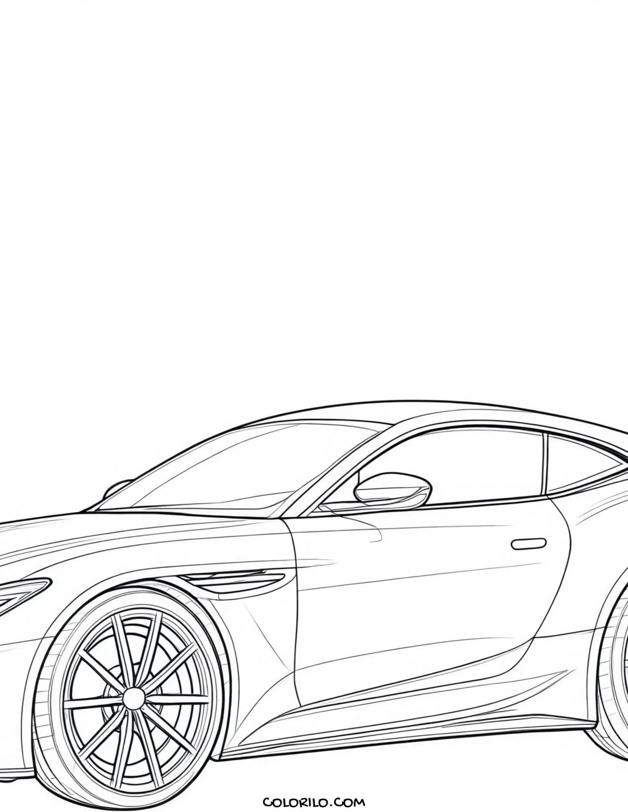 A sports coupe in side view coloring page