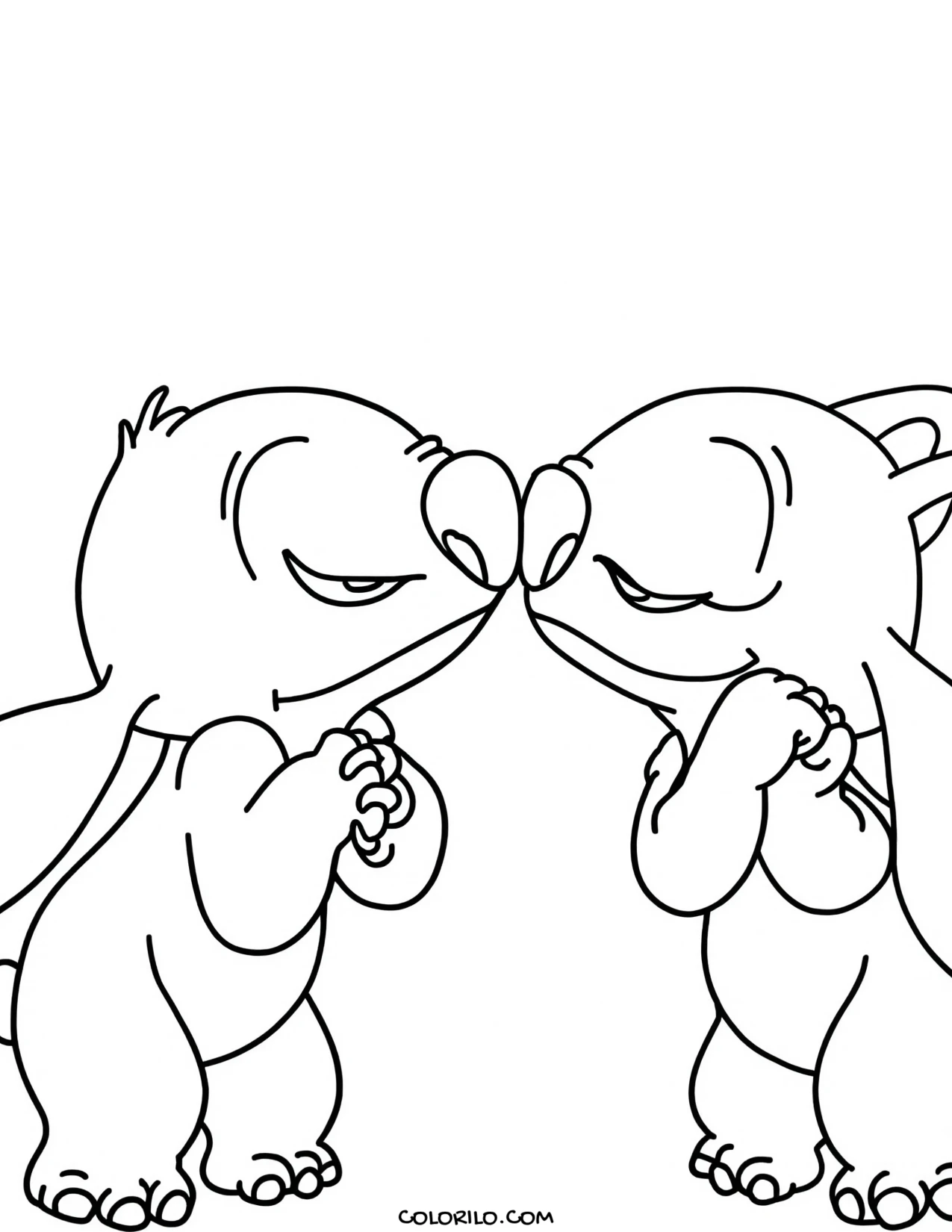 Stitch and Angel touching noses coloring page