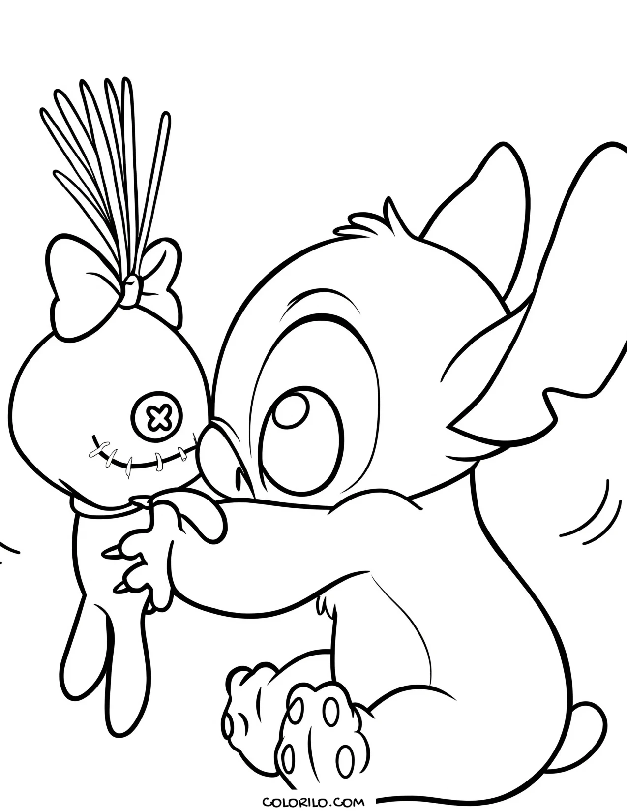Stitch hugging Scrump coloring page