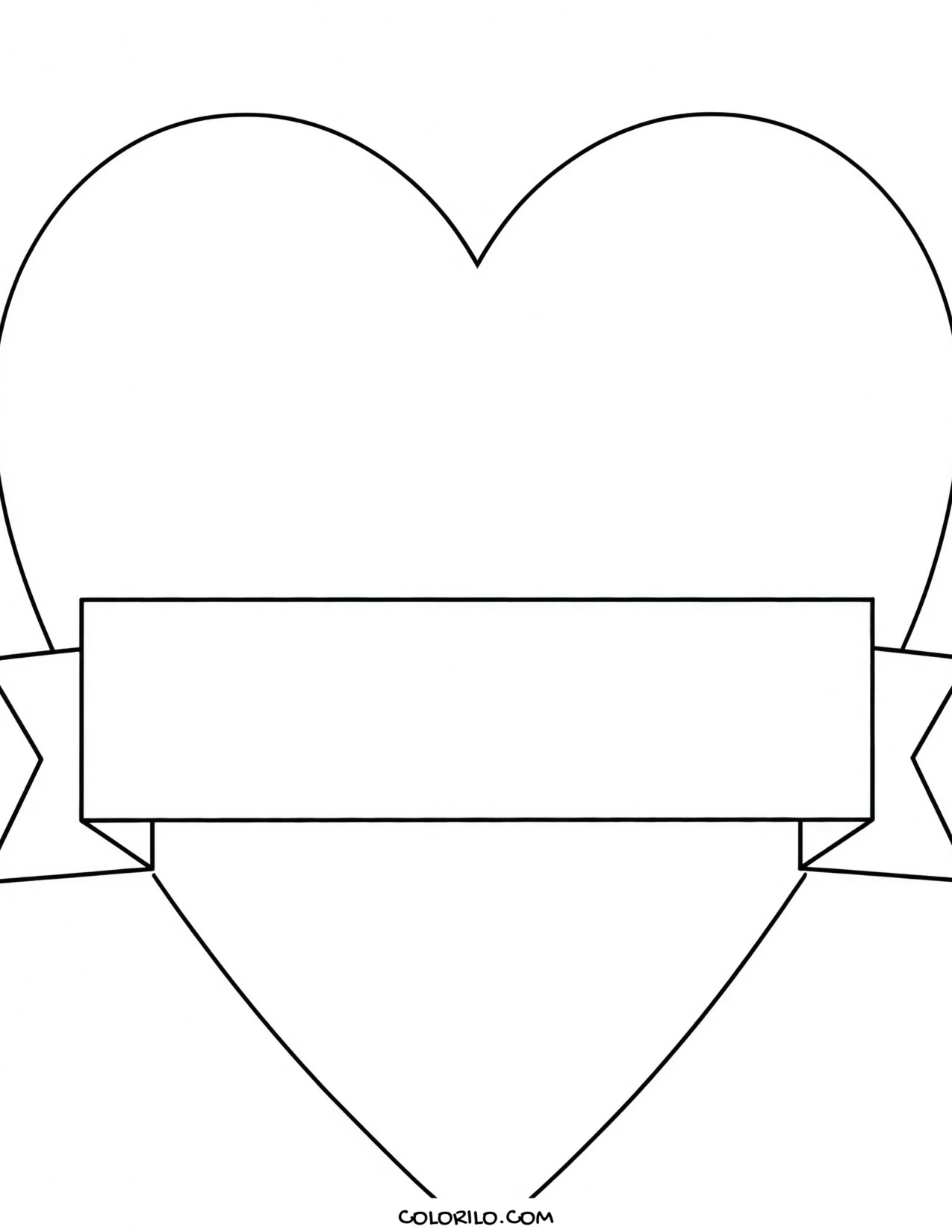 A heart with a straight blank banner coloring page