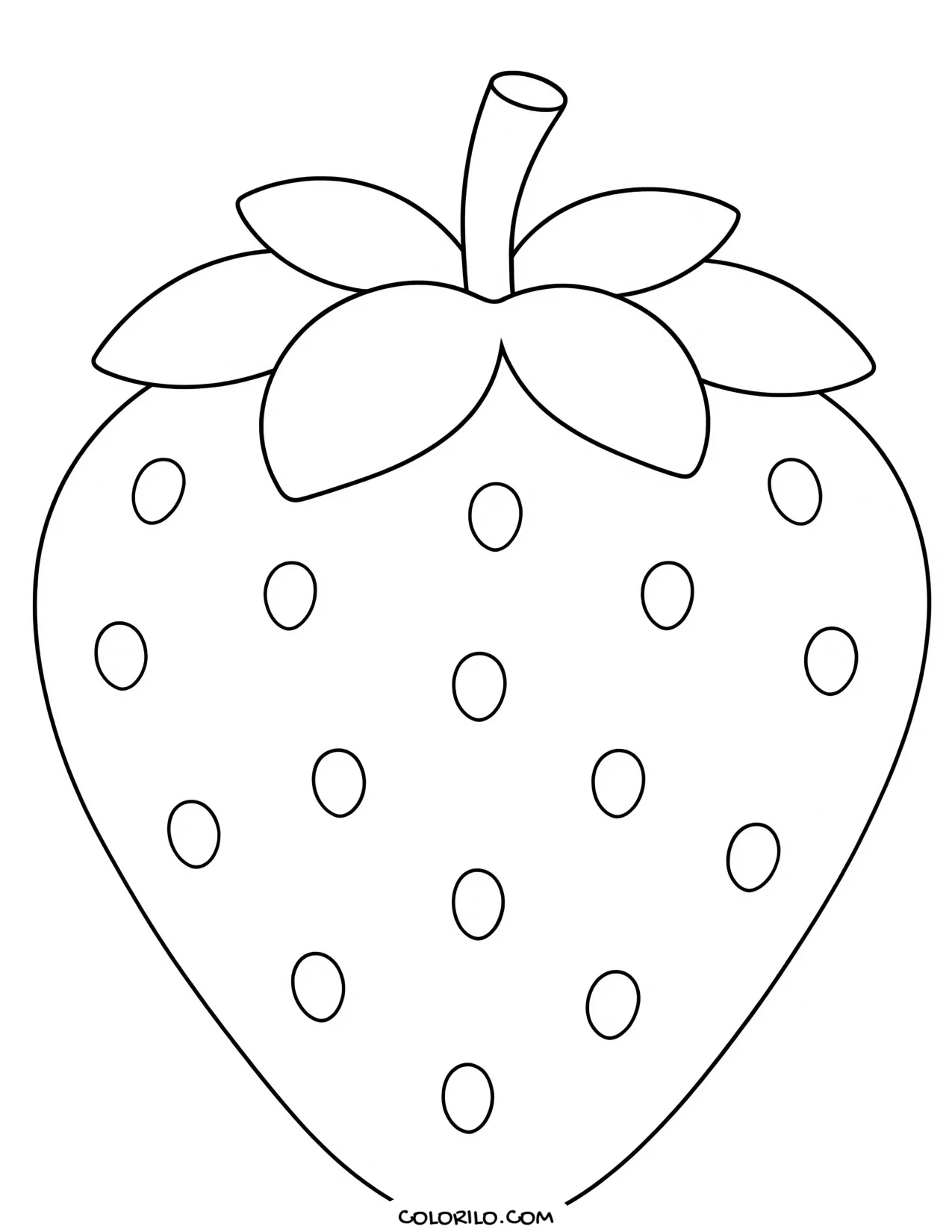 A strawberry with its seeds picked out coloring page