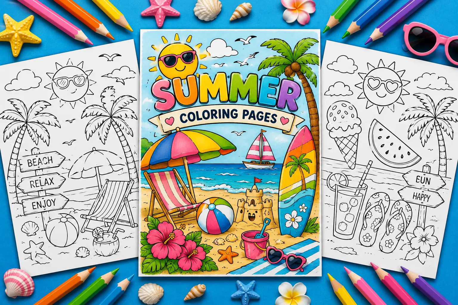 Summer Coloring Pages Free PDF Printables