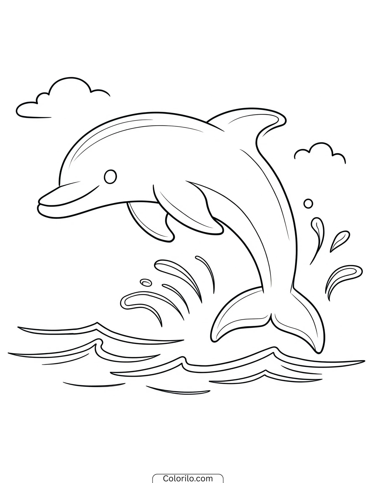 A dolphin leaping out of the water coloring page