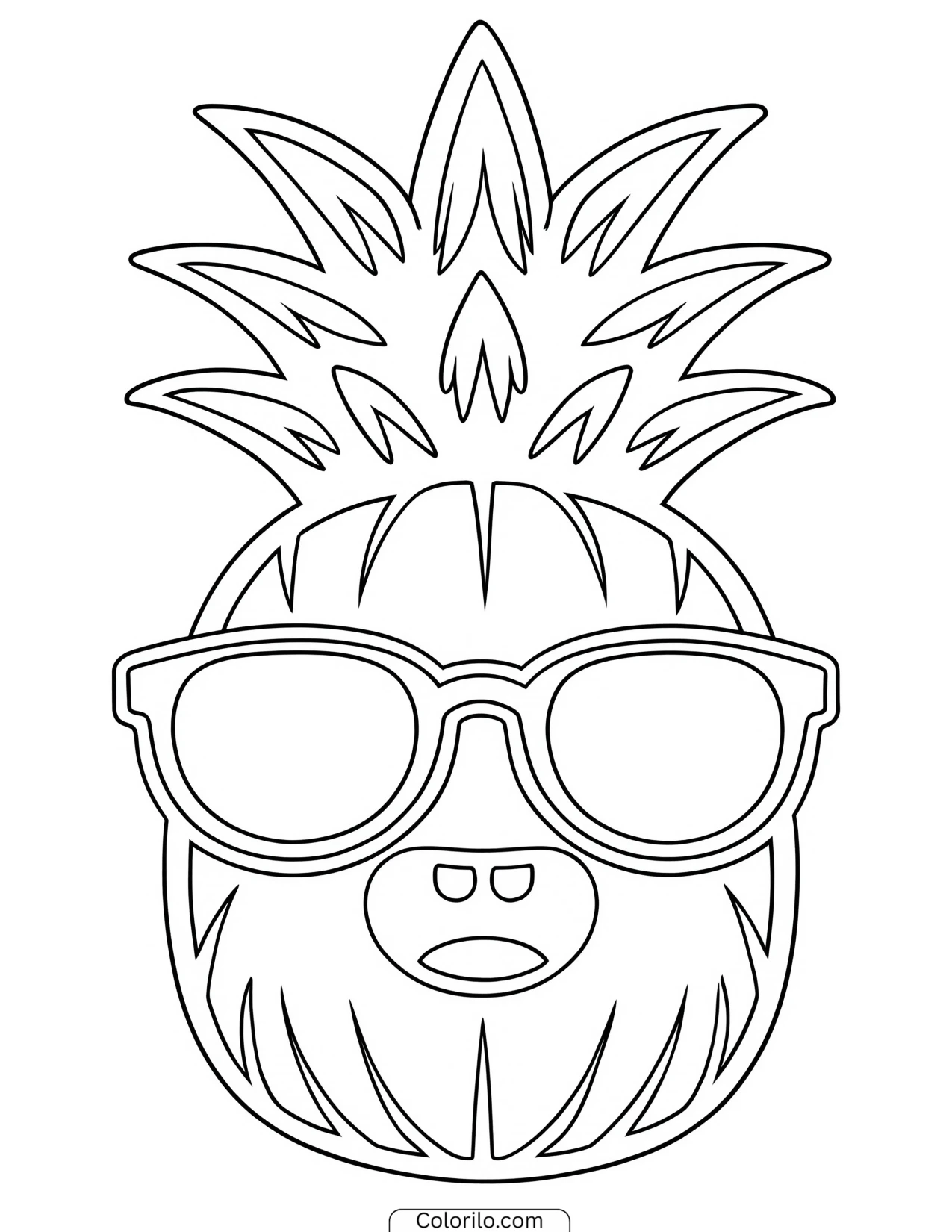 A pineapple wearing sunglasses coloring page