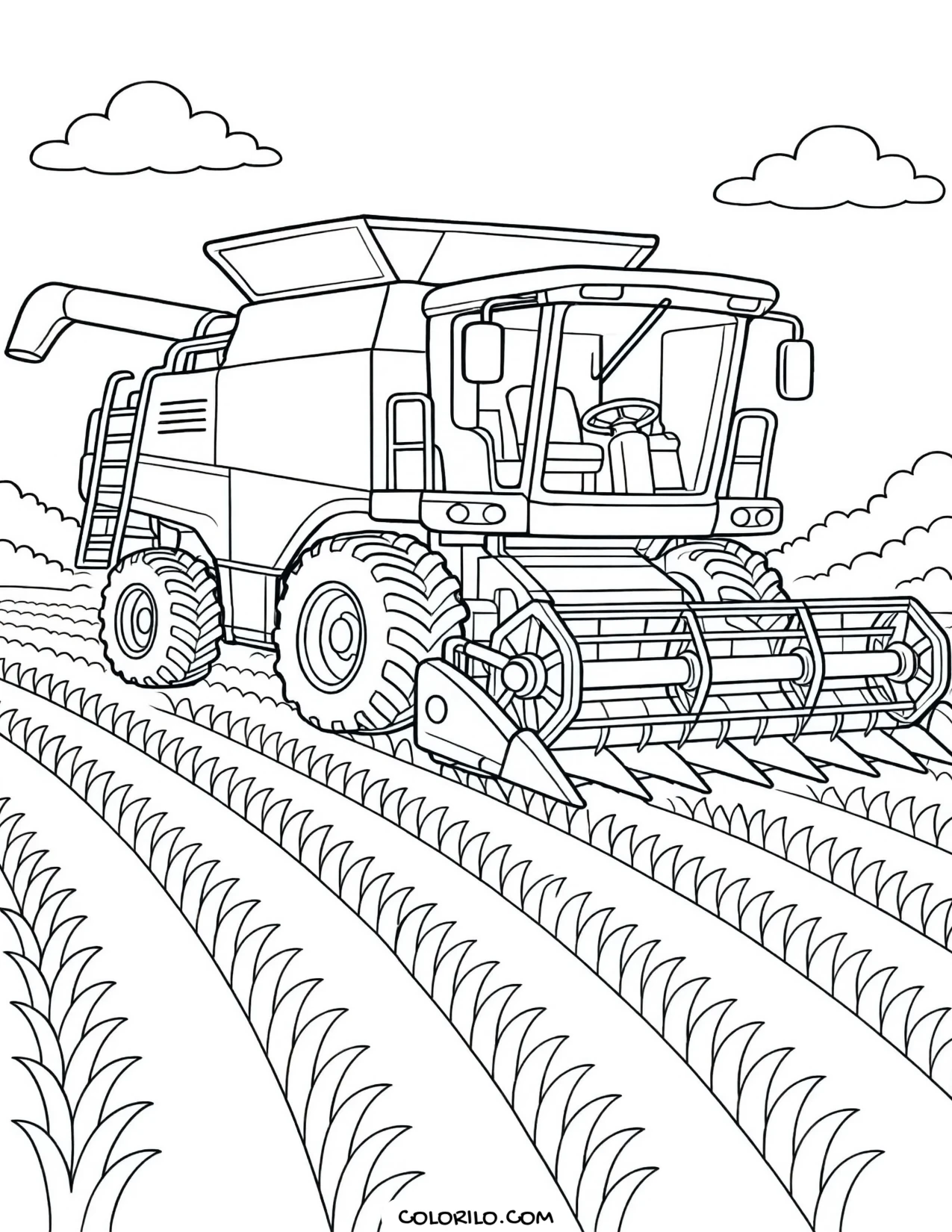 An SUV on a country road coloring page