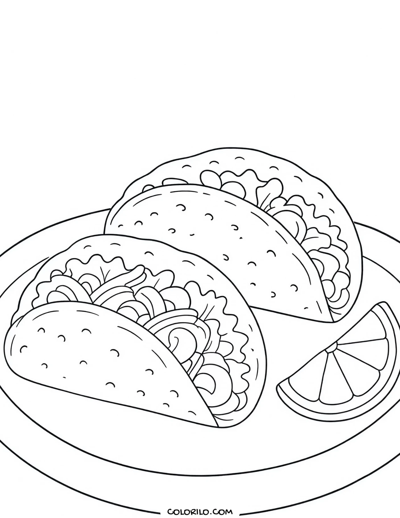 Soft tacos with a wedge of lime coloring page