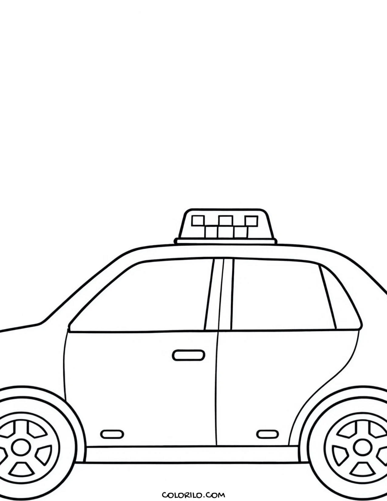 A taxi cab in side view coloring page