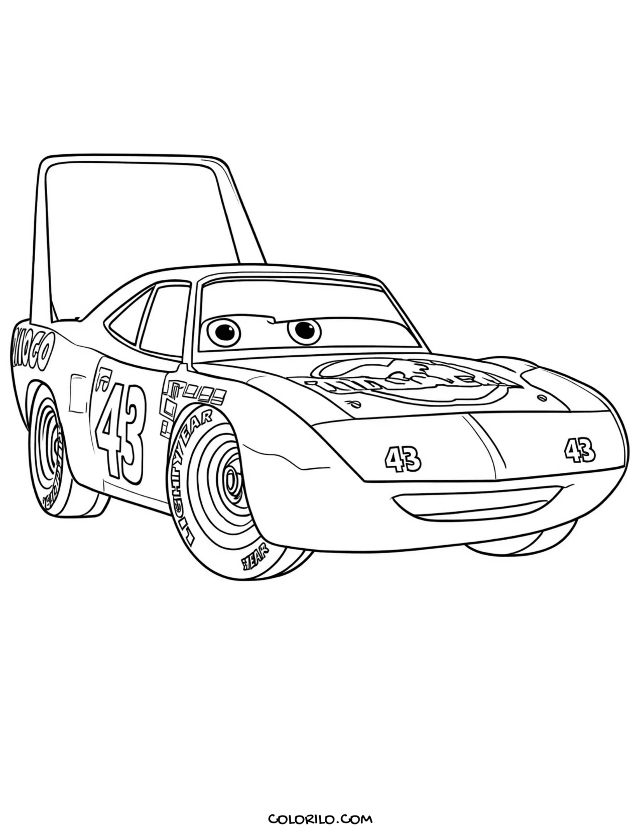 The King in his Dinoco livery coloring page