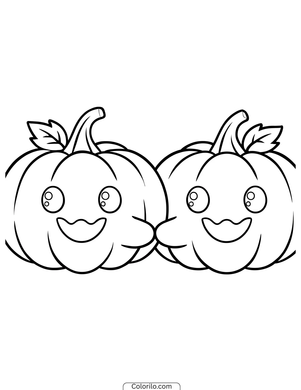 Two pumpkins holding hands coloring page