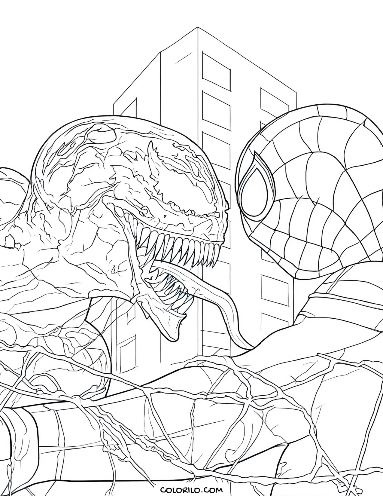 Spider-Man battling Venom coloring page