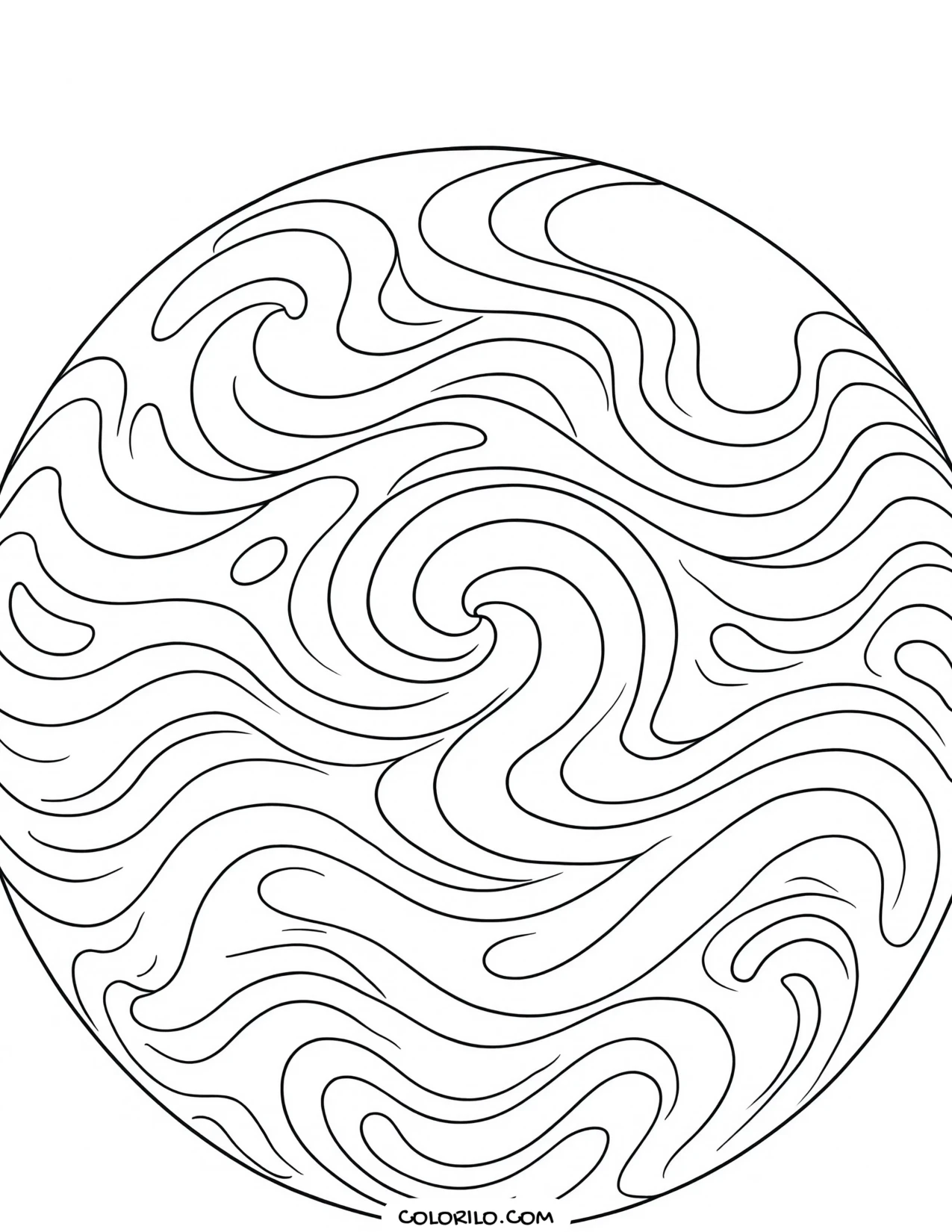 Venus and its swirling clouds coloring page